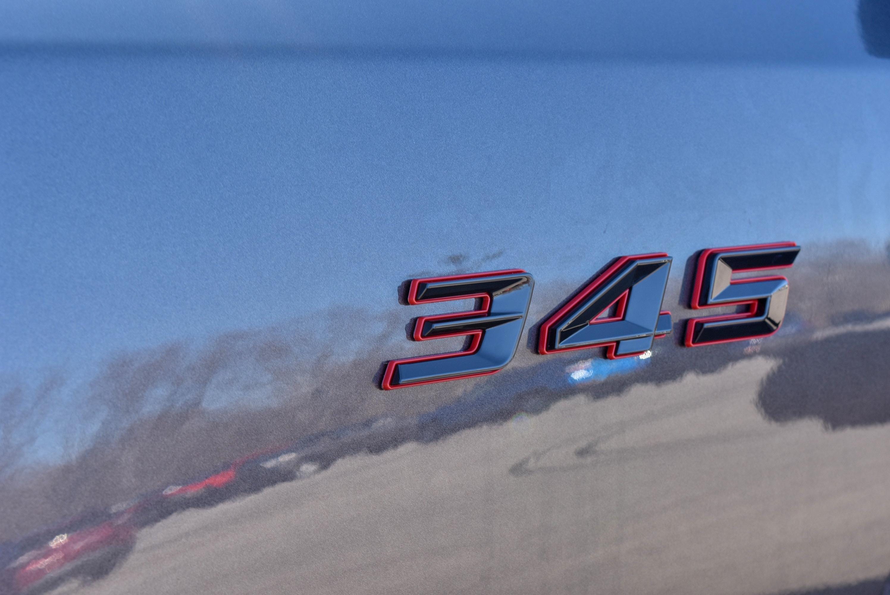 345 Fender Badges Black with Red Emblem Angry Aggressive Car Badge | 2 BADGES | 345 3D Fender Badges