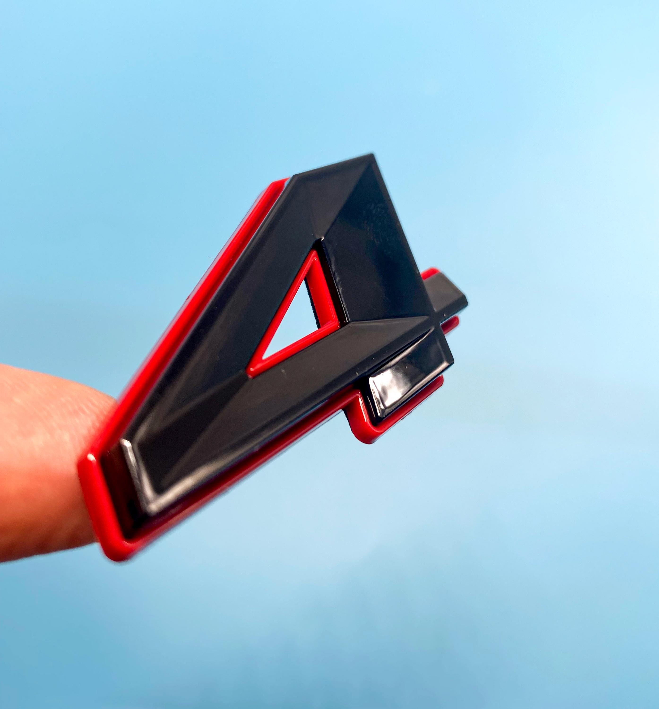 345 Fender Badges Black with Red Emblem Angry Aggressive Car Badge | 2 BADGES | 345 3D Fender Badges