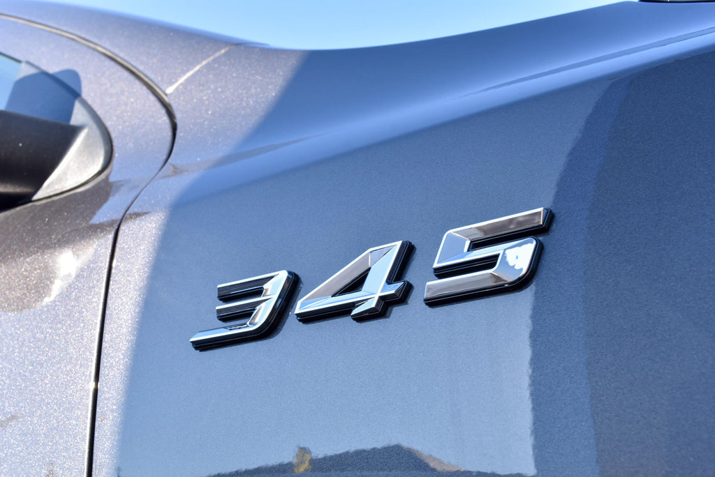 345 Fender Badges Chrome with Black Emblem Angry Aggressive Car Badge | 2 BADGES | 345 3D Fender Badges