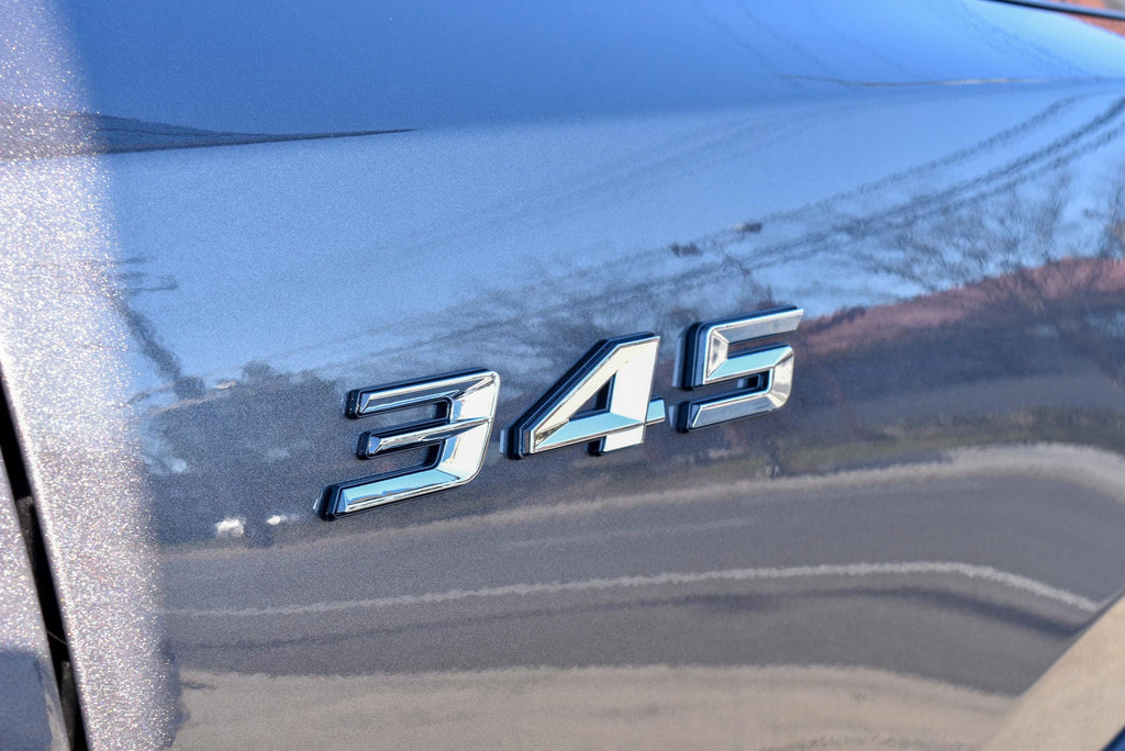 345 Fender Badges Chrome with Black Emblem Angry Aggressive Car Badge | 2 BADGES | 345 3D Fender Badges