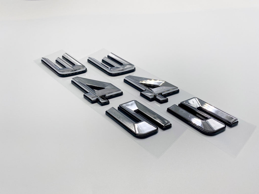 345 Fender Badges Chrome with Black Emblem Angry Aggressive Car Badge | 2 BADGES | 345 3D Fender Badges