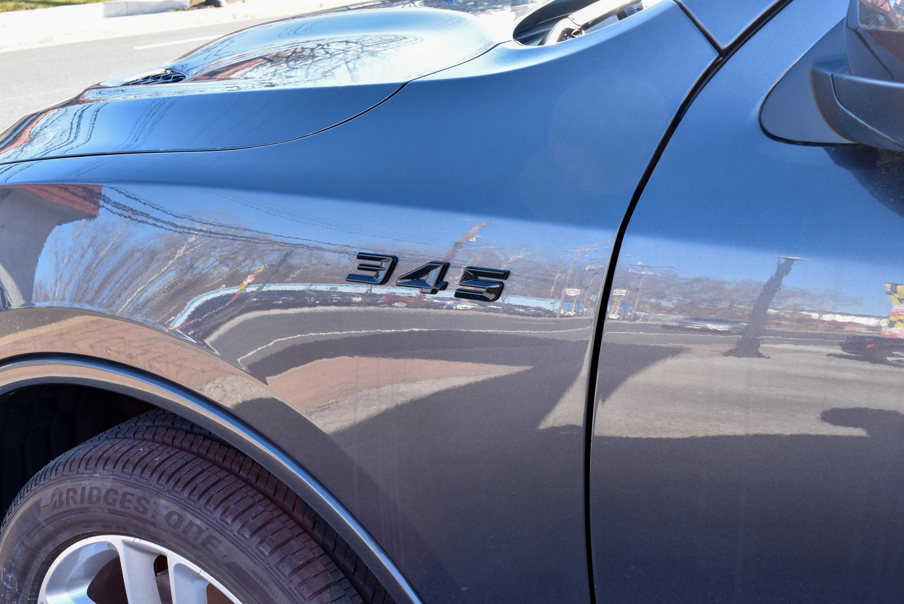 345 Fender Badges Gloss Black Emblem Angry Aggressive Car Badge | 2 BADGES | 345 3D Fender Badges