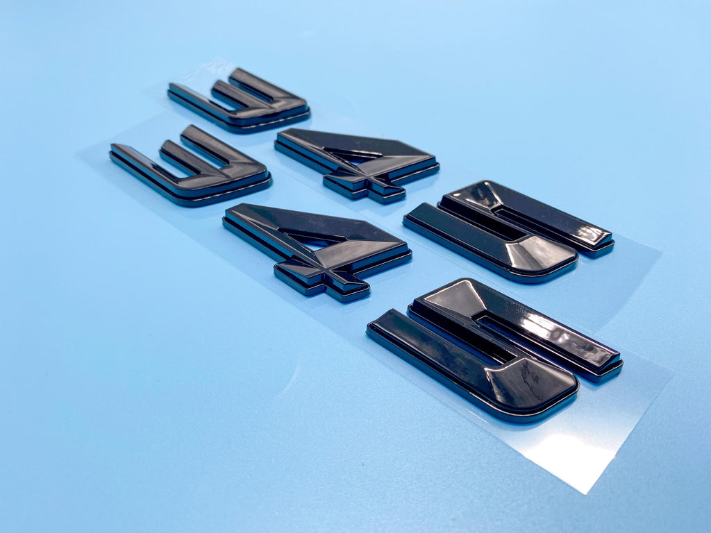 345 Fender Badges Gloss Black Emblem Angry Aggressive Car Badge | 2 BADGES | 345 3D Fender Badges