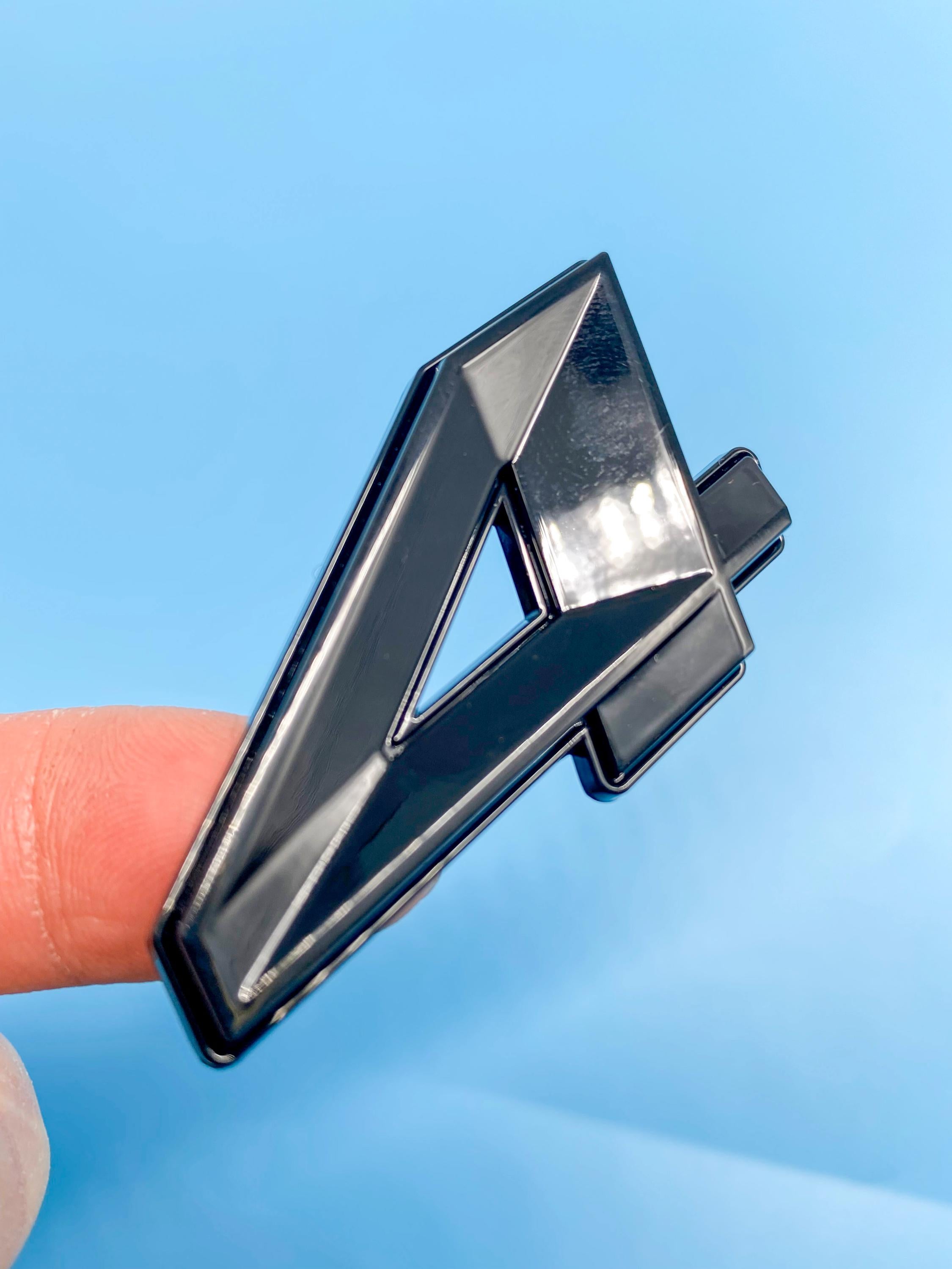 345 Fender Badges Gloss Black Emblem Angry Aggressive Car Badge | 2 BADGES | 345 3D Fender Badges