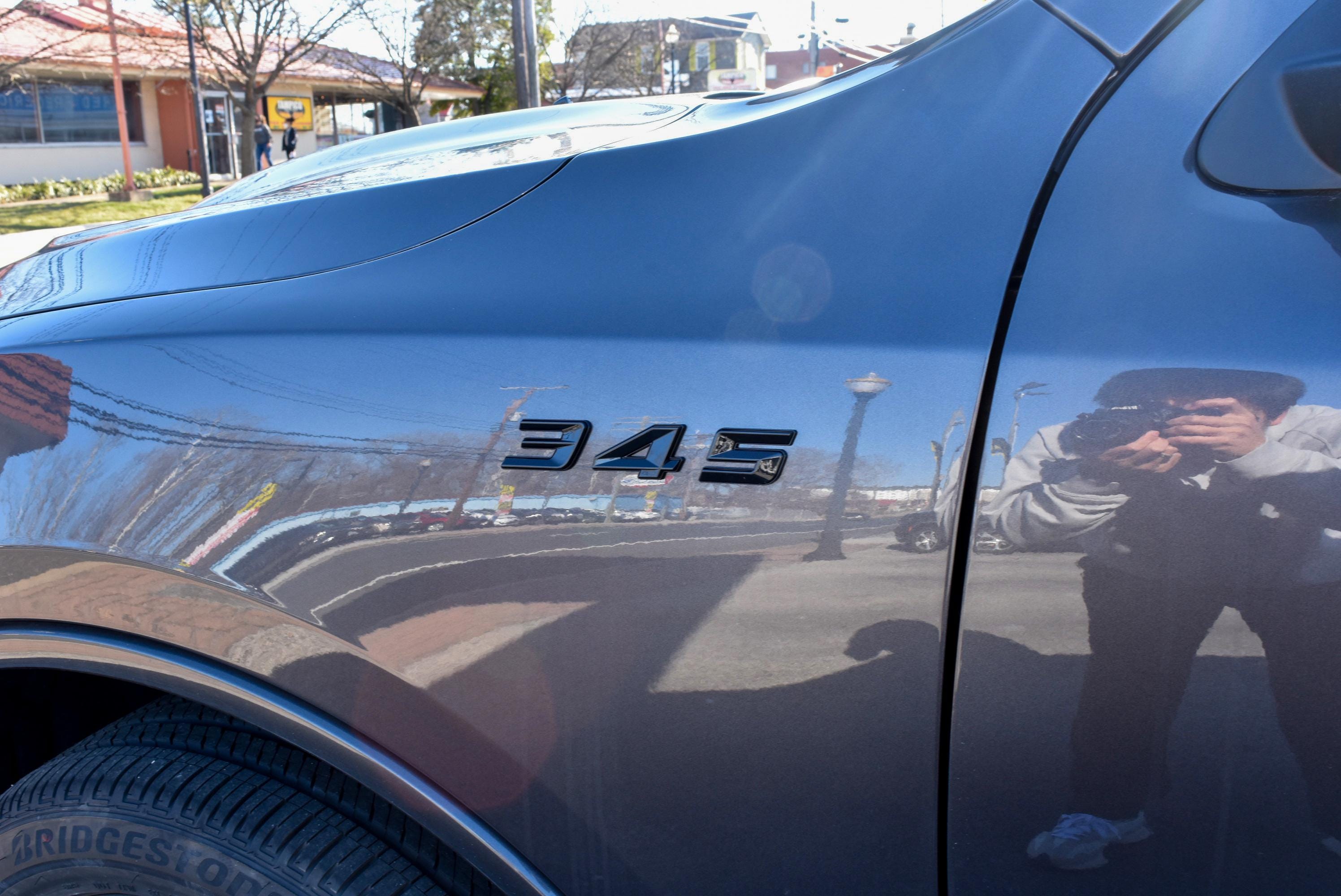 345 Fender Badges Matte Black Emblem Angry Aggressive Car Badge | 2 BADGES | 345 3D Fender Badges