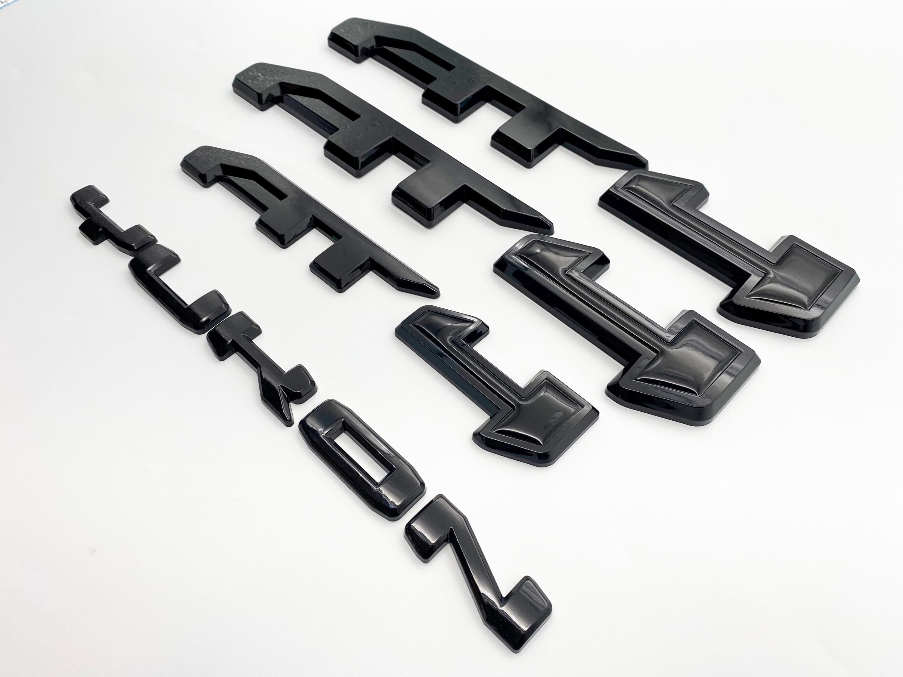 4Pcs Gloss Black Overlay Emblems Kit 2021-2025 Yukon AT4 Letters Emblem 3D Door Rear Nameplate