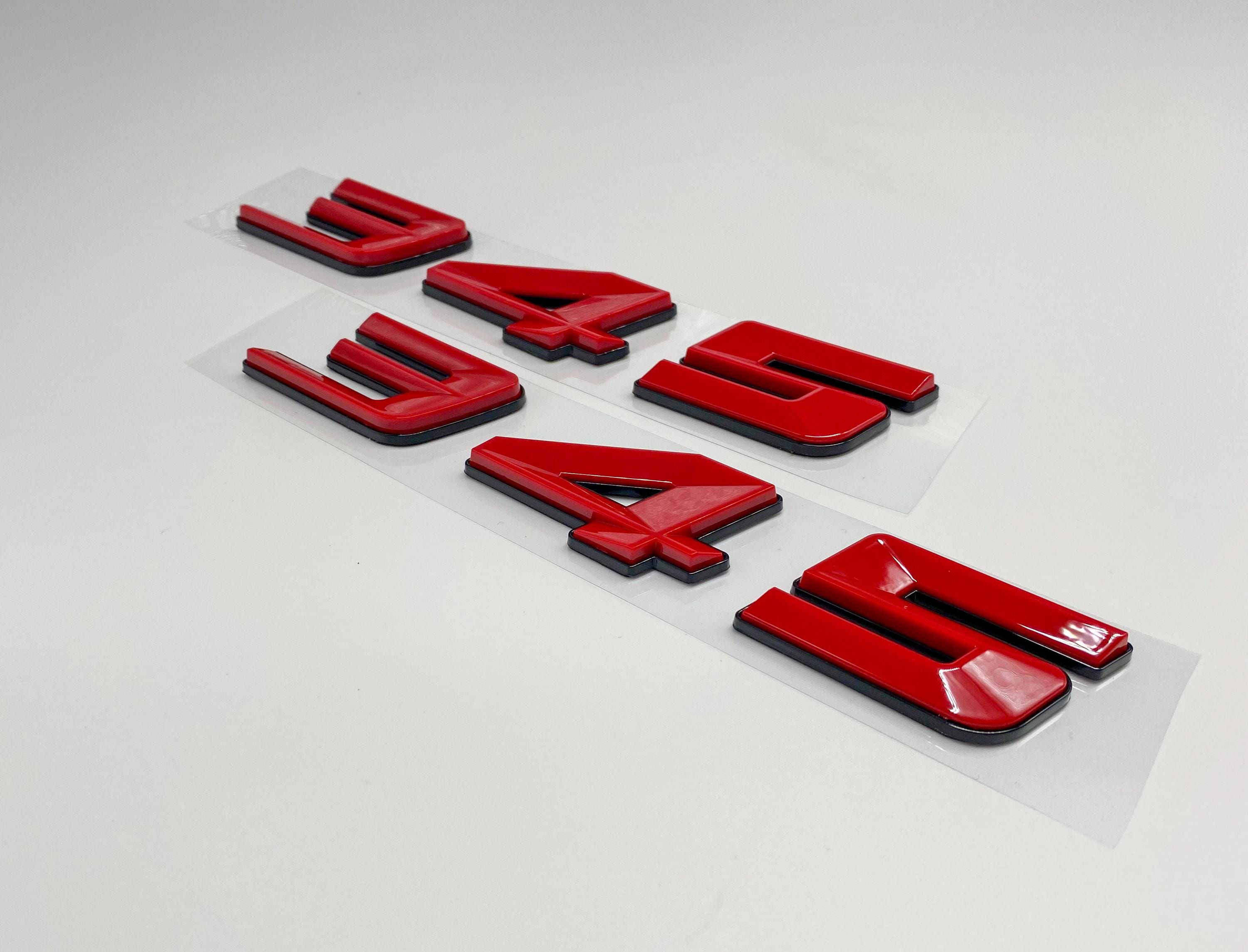 345 Fender Badges Red with Black Emblem Angry Aggressive Car Badge | 2 BADGES | 345 3D Fender Badges