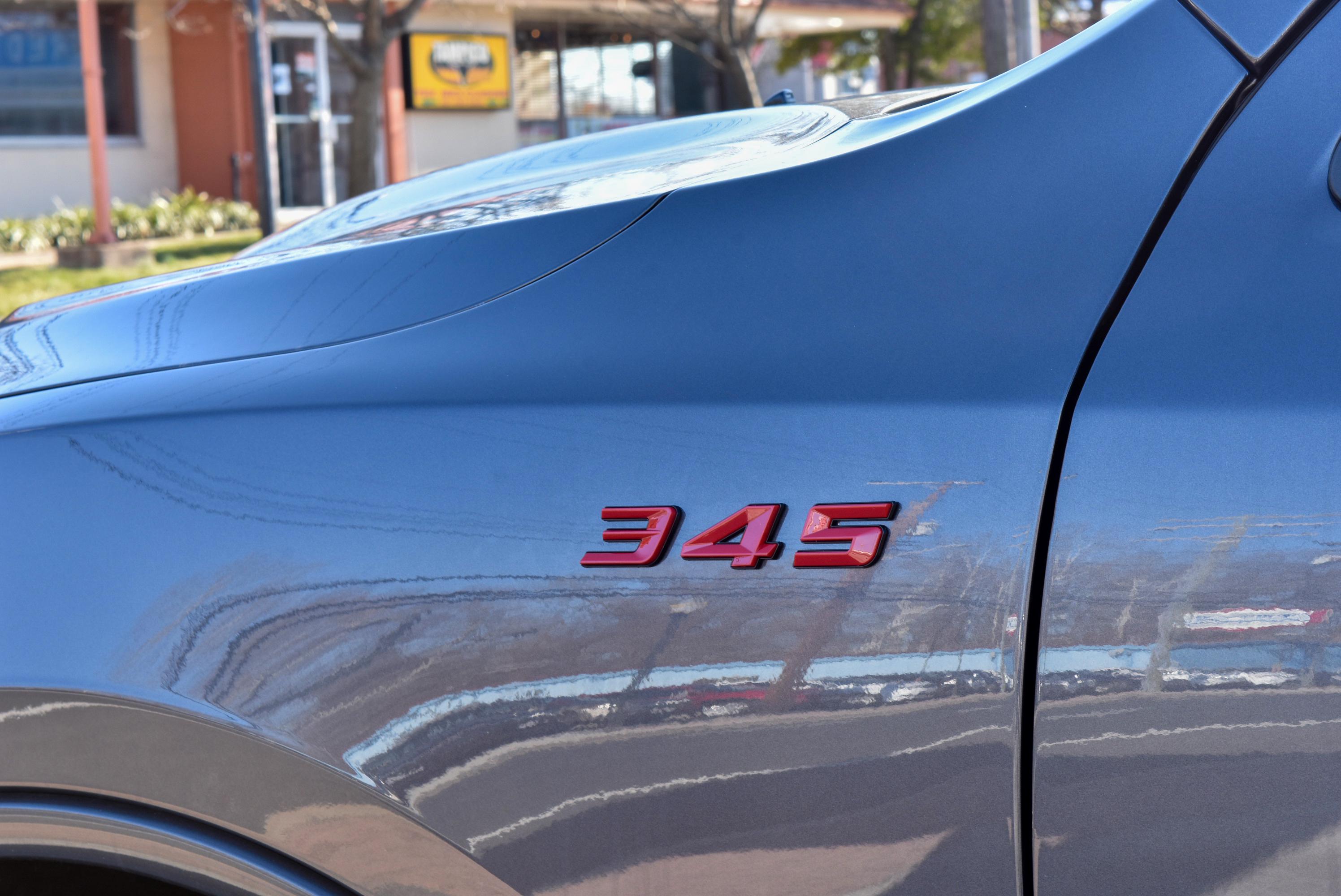 345 Fender Badges Red with Black Emblem Angry Aggressive Car Badge | 2 BADGES | 345 3D Fender Badges