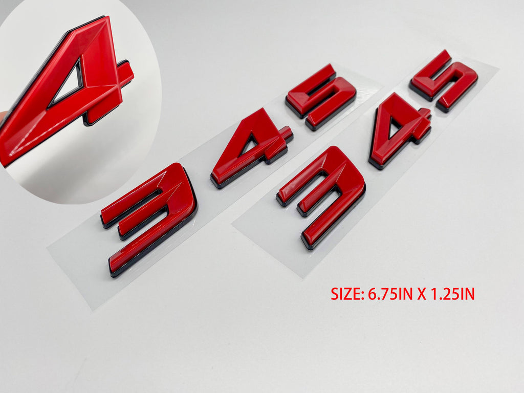 345 Fender Badges Red with Black Emblem Angry Aggressive Car Badge | 2 BADGES | 345 3D Fender Badges