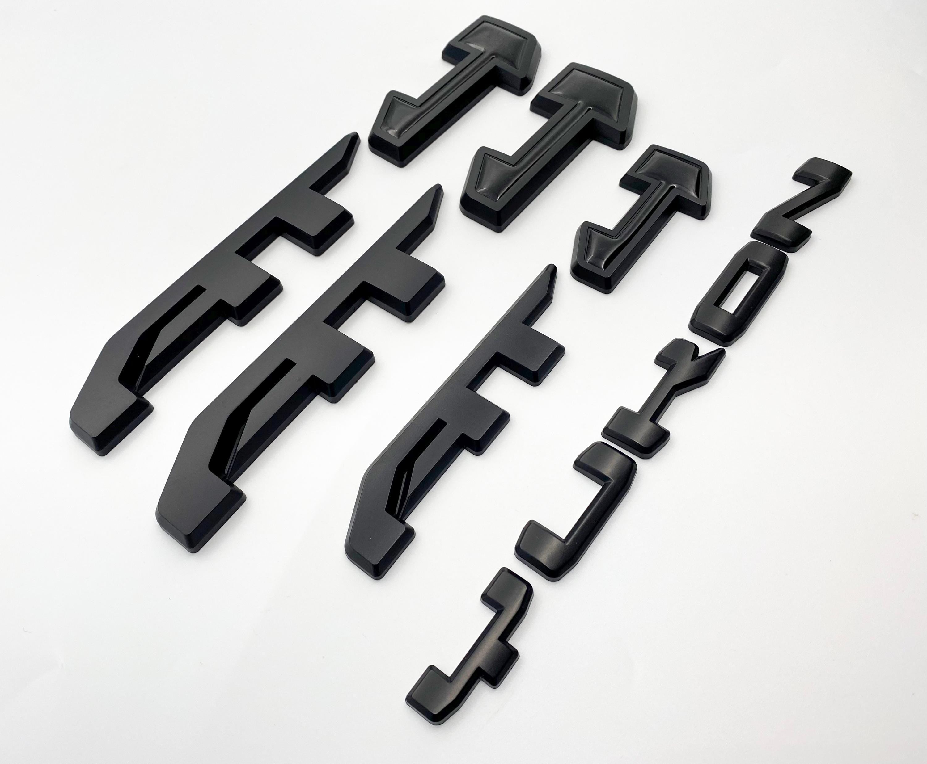 4Pcs Matte Black Overlay Emblems Kit 2021-2025 Yukon AT4 Letters Emblem 3D Door Rear Nameplate