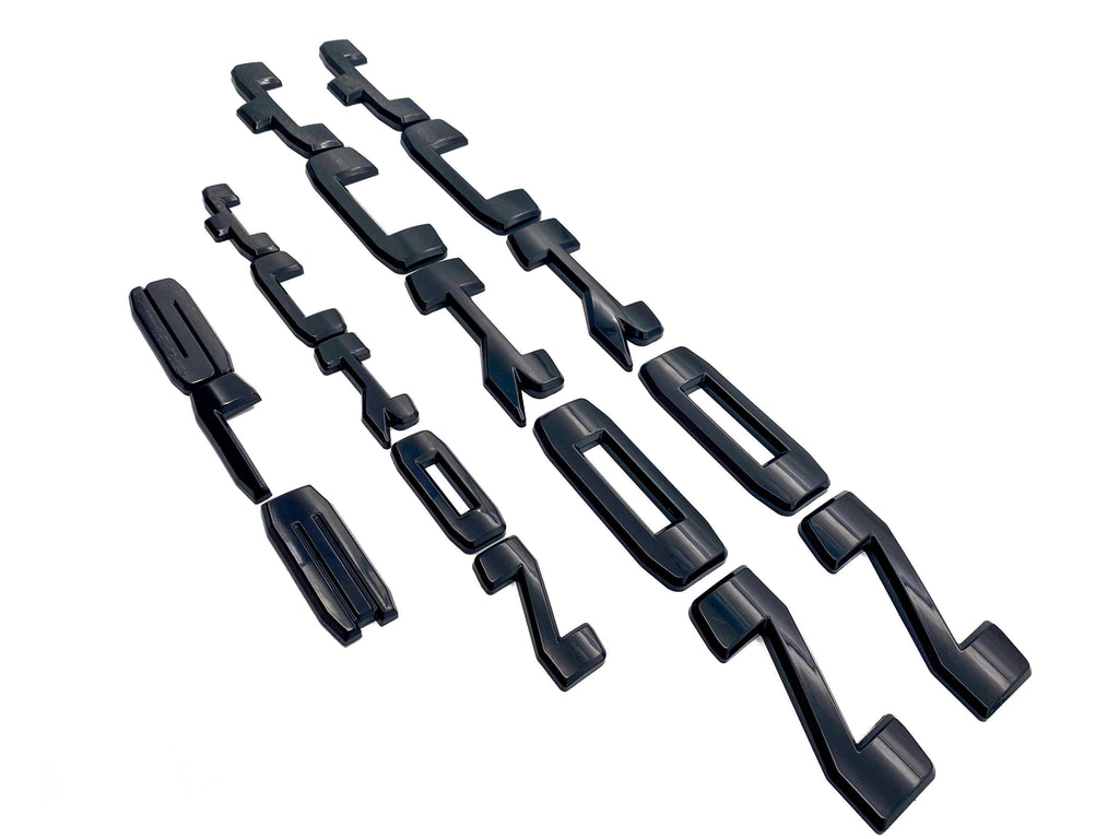 4Pcs Gloss Black Overlay Emblems Kit 2021-2025 Yukon SLE Letters Emblem 3D Door Rear Nameplate