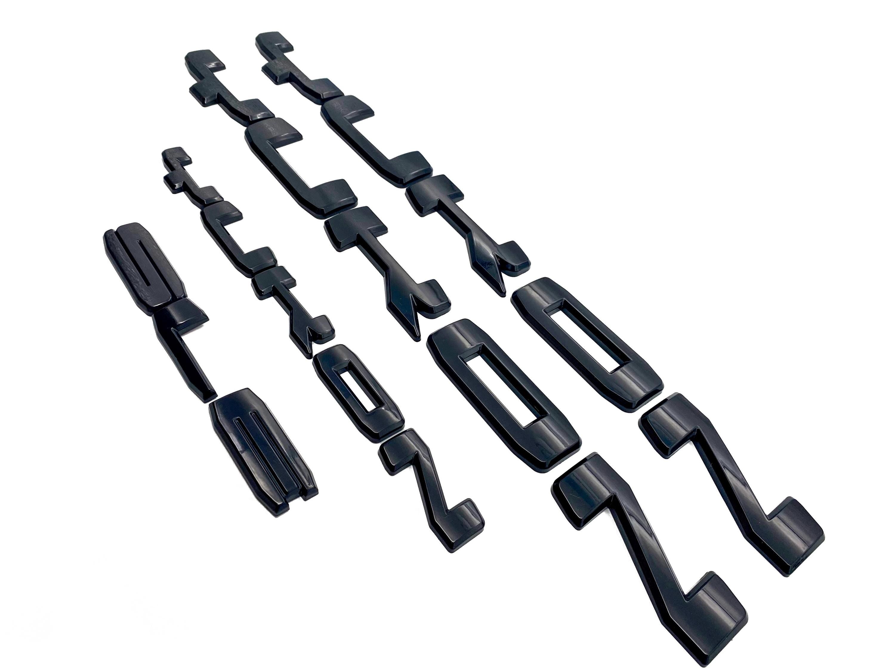 4Pcs Gloss Black Overlay Emblems Kit 2021-2025 Yukon SLE Letters Emblem 3D Door Rear Nameplate