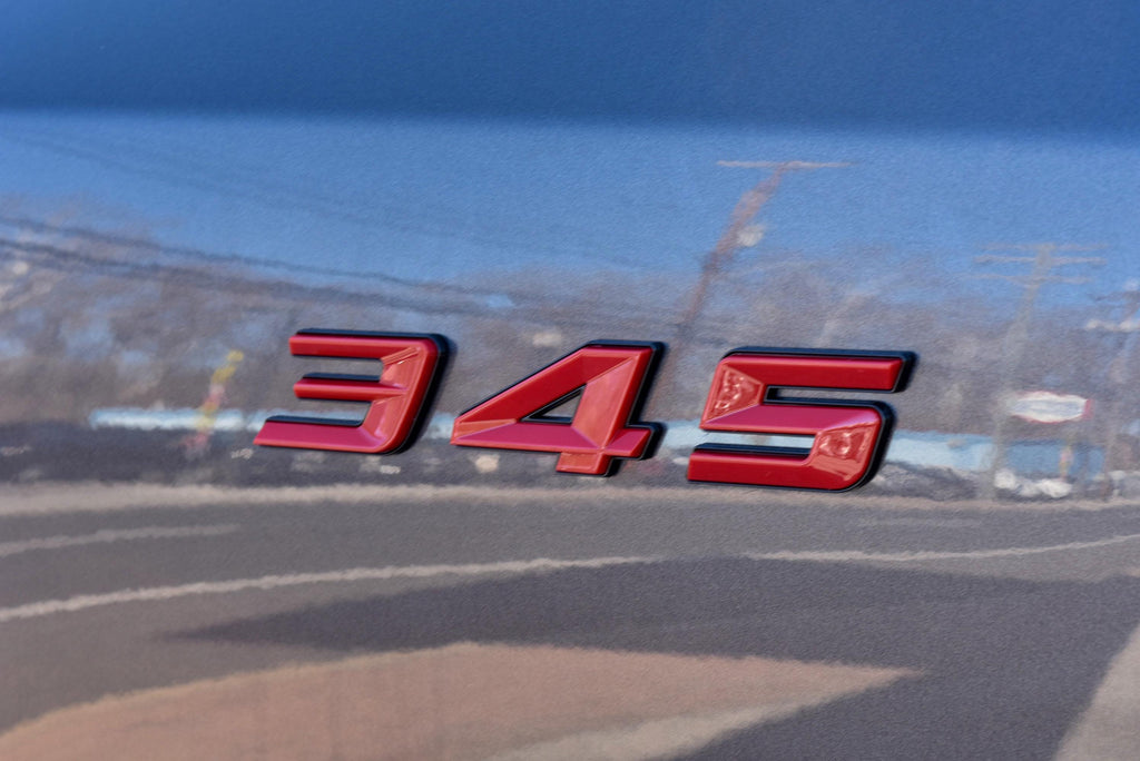 345 Fender Badges  Emblem Angry Aggressive Car Badge | 2 BADGES | 345 3D Fender Badges