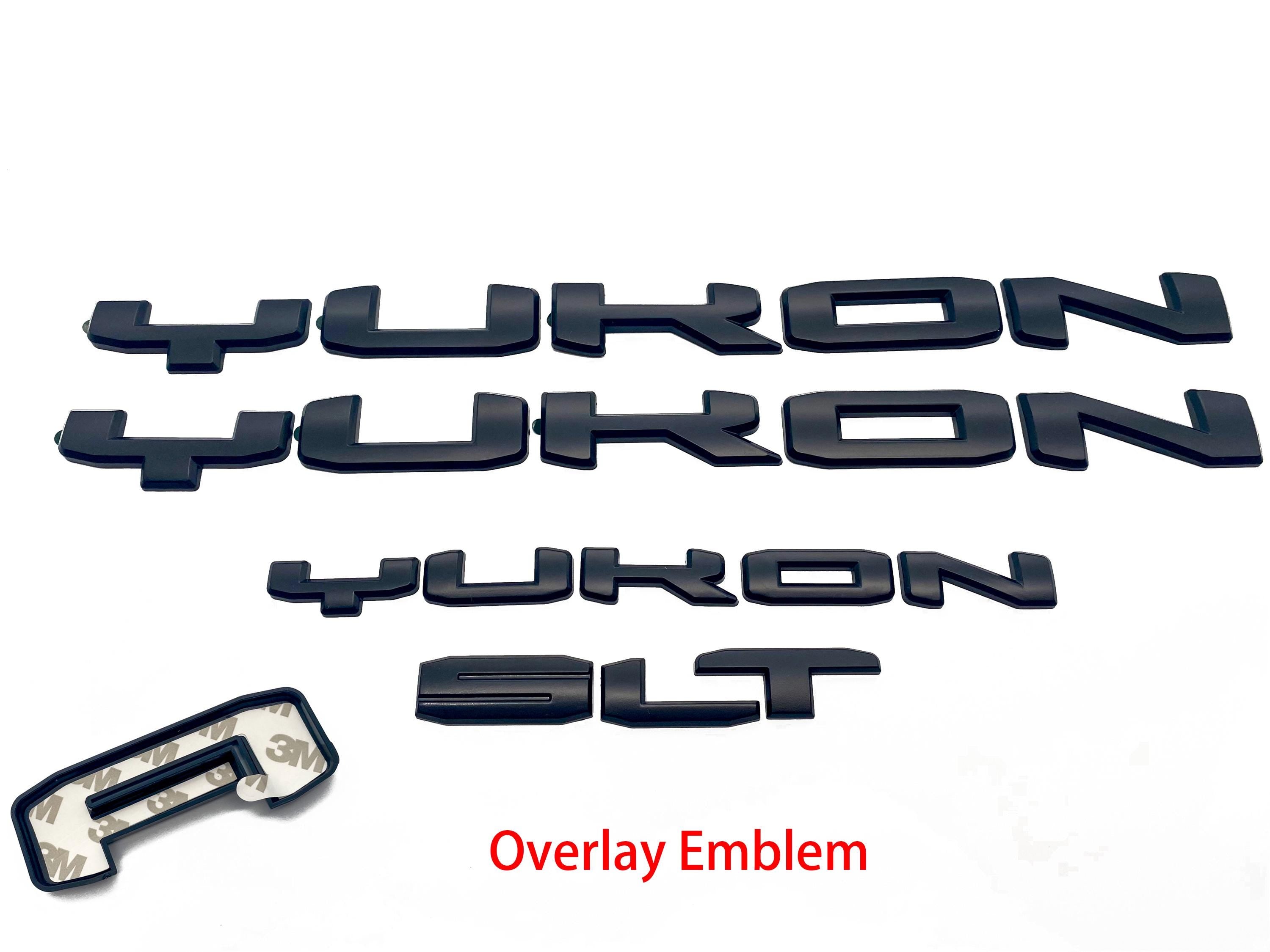 4Pcs Matte Black Overlay Emblems Kit 2021-2025 Yukon SLT Letters Emblem 3D Door Rear Nameplate