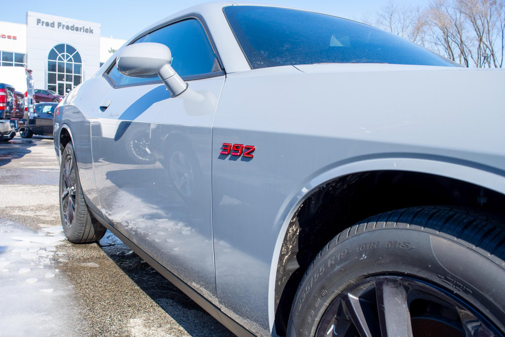 392 Red With Black Fender Badges  Emblem Angry Aggressive Car Badge | 2 BADGES | 345 3D Fender Badges