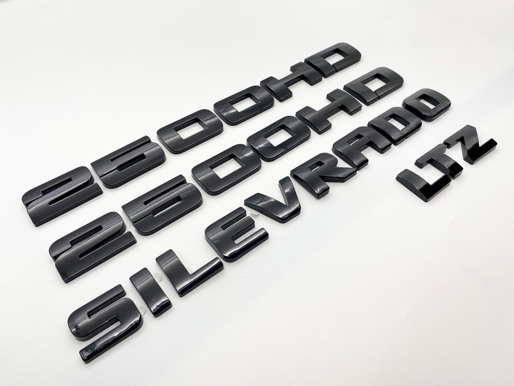 4Pcs Overlay Gloss Black Doors Rear Emblems Fit 2007-2018 Silverado Sierra 2500HD LTZ