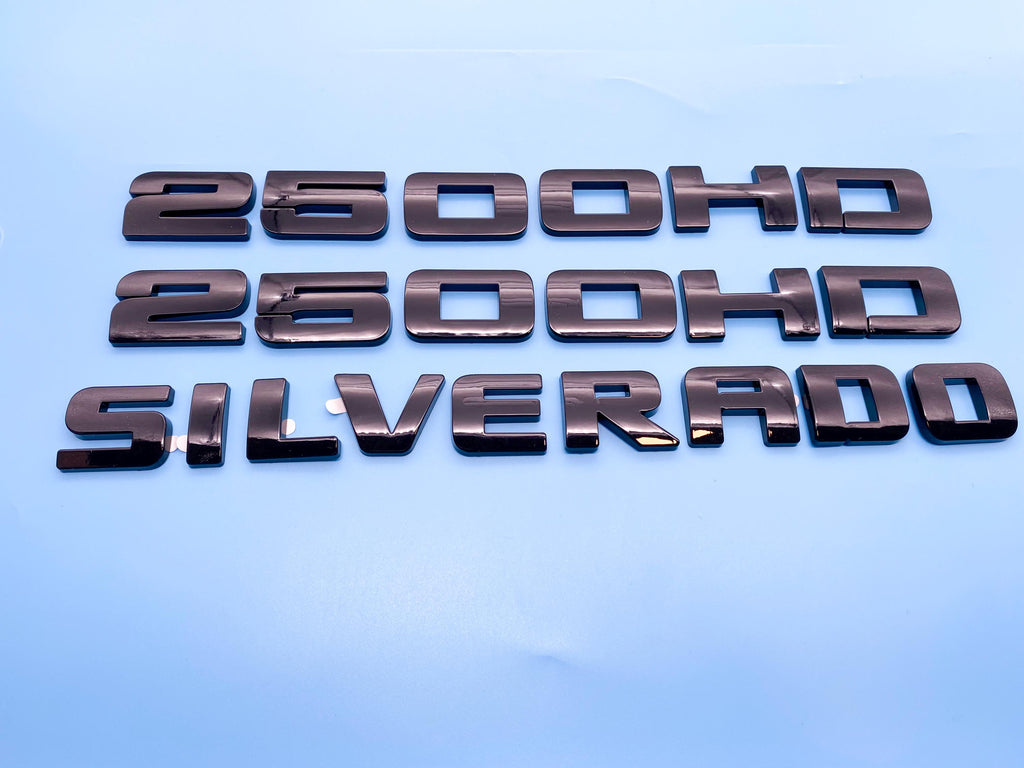 4Pcs Overlay Gloss Black Doors Rear Emblems Fit 2007-2018 Silverado Sierra 2500HD LTZ