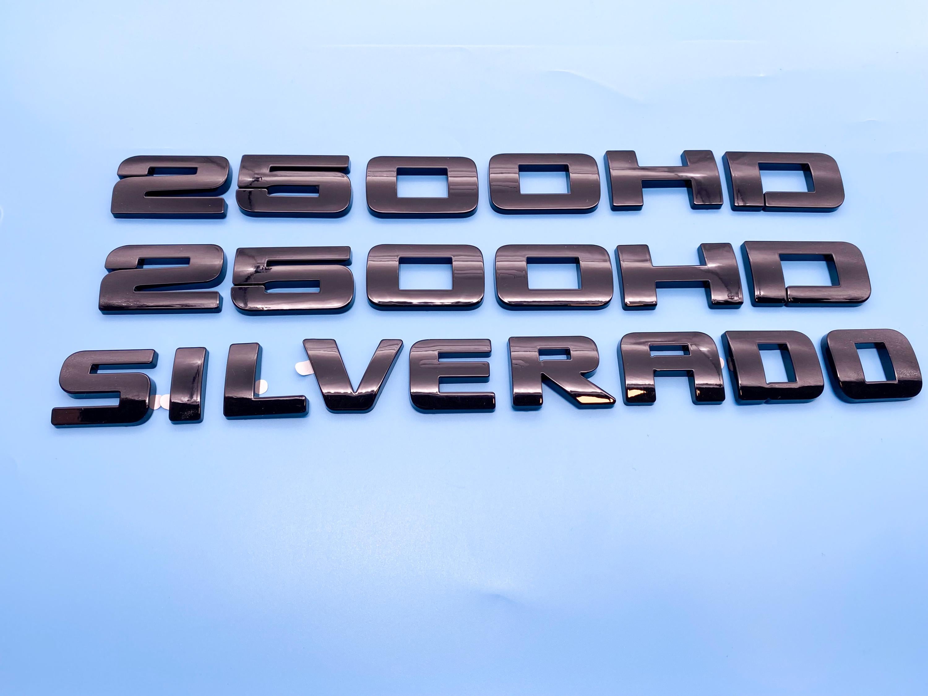 4Pcs Overlay Gloss Black Doors Rear Emblems Fit 2007-2018 Silverado Sierra 2500HD LTZ