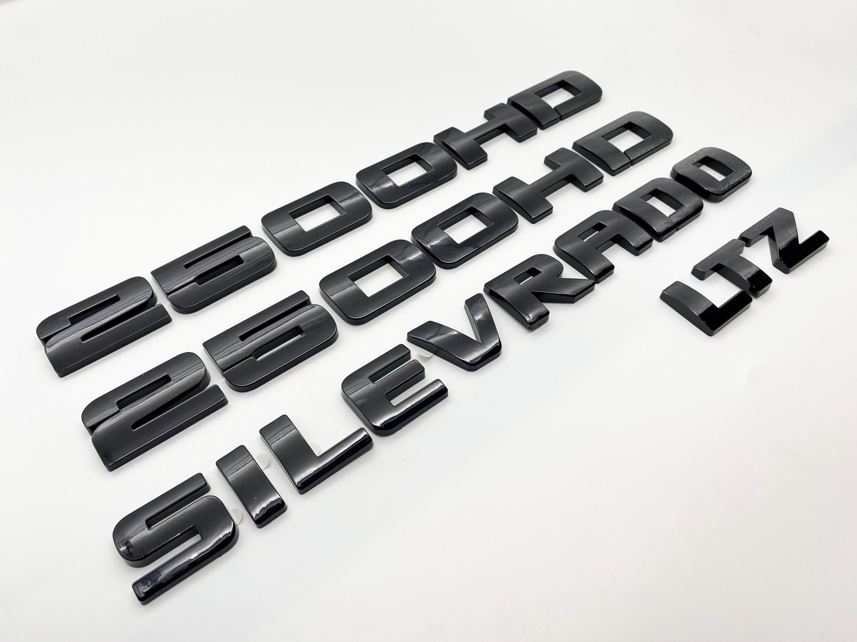 4Pcs Overlay Gloss Black Doors Rear Emblems Fit 2007-2018 Silverado Sierra 2500HD LTZ
