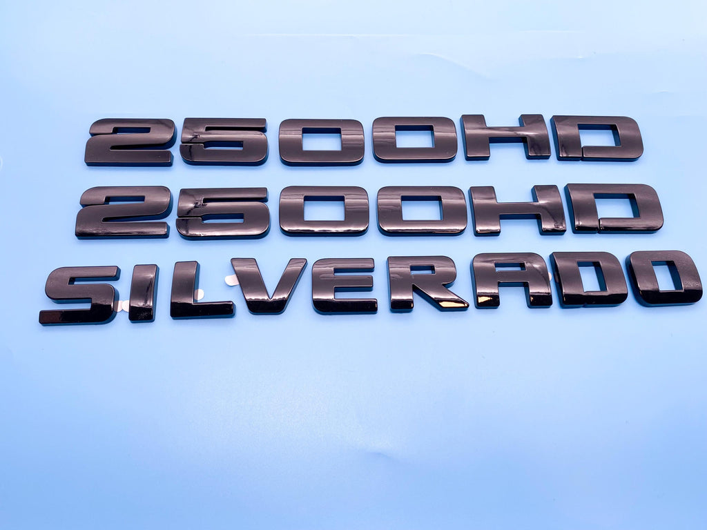 4Pcs Overlay Gloss Black Doors Rear Emblems Fit 2007-2018 Silverado Sierra 2500HD LTZ