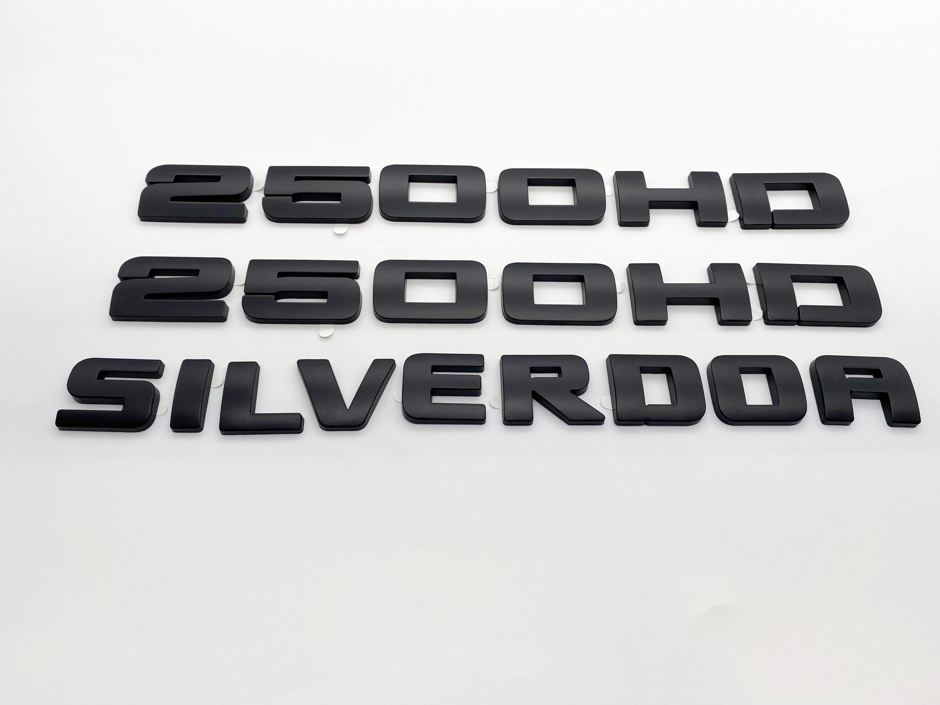 4Pcs Overlay Matte Black Doors Rear Emblems Fit 2007-2018 Silverado Sierra 2500HD LTZ