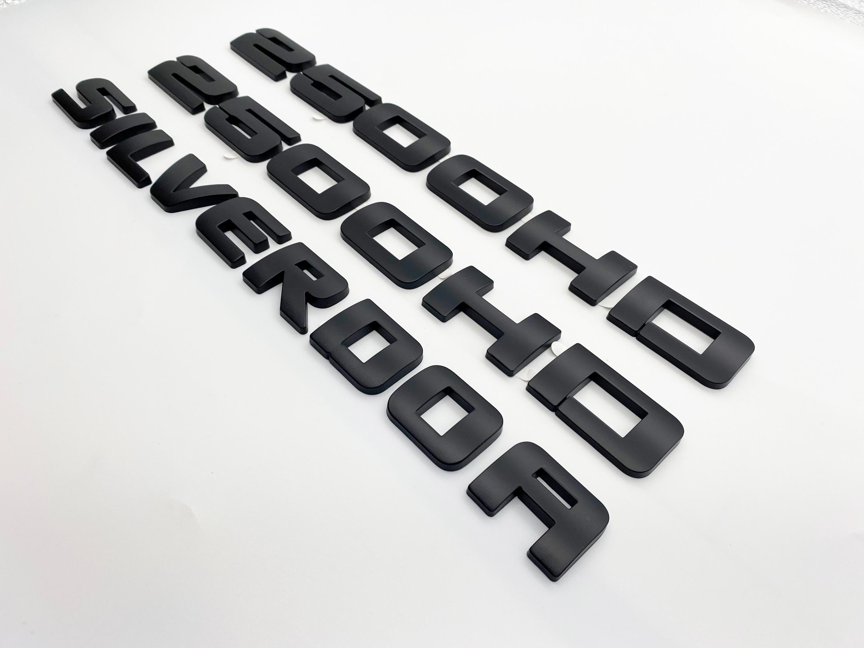 4Pcs Overlay Matte Black Doors Rear Emblems Fit 2007-2018 Silverado Sierra 2500HD LTZ