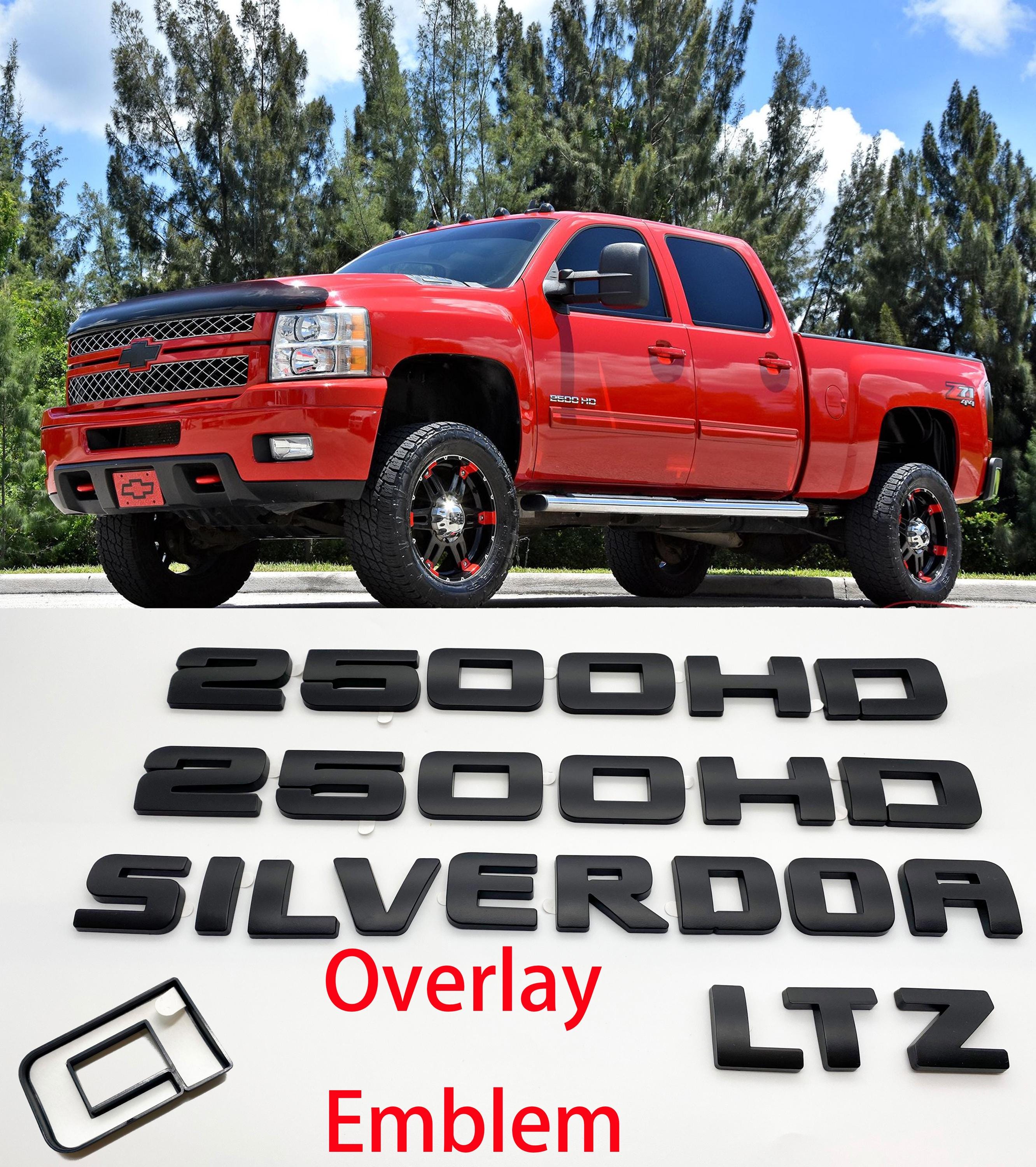 4Pcs Overlay Matte Black Doors Rear Emblems Fit 2007-2018 Silverado Sierra 2500HD LTZ
