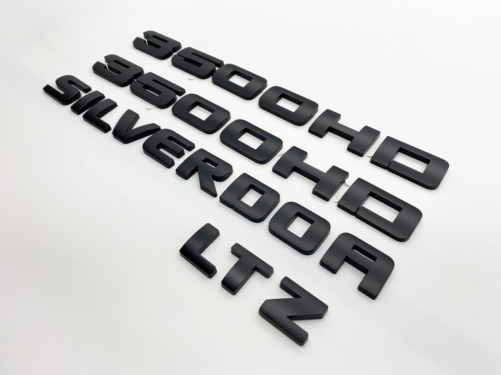 4Pcs Overlay Matte Black Doors Rear Emblems Fit 2007-2018 Silverado Sierra 3500HD LTZ