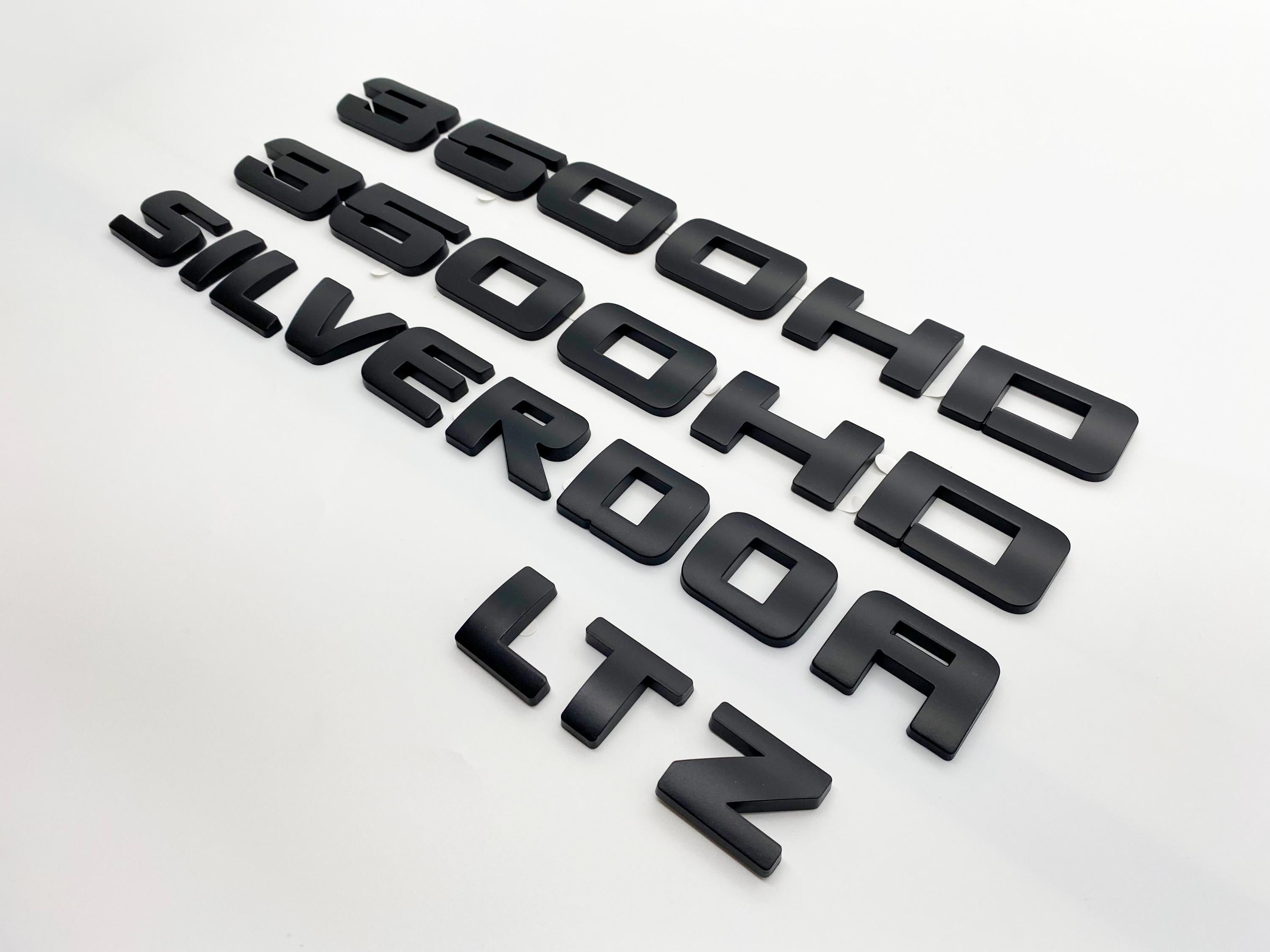 4Pcs Overlay Matte Black Doors Rear Emblems Fit 2007-2018 Silverado Sierra 3500HD LTZ