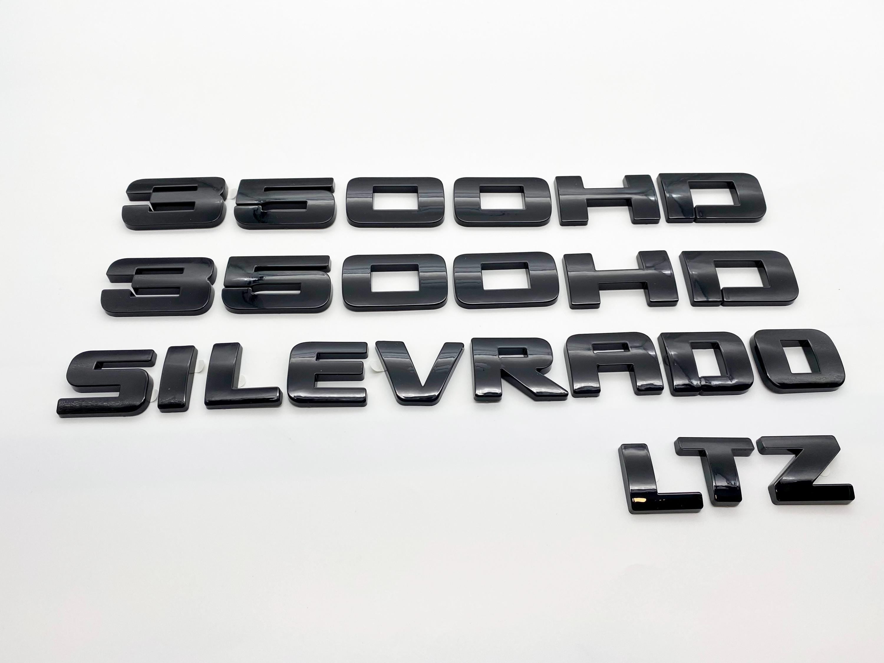 4Pcs Overlay Gloss Black Doors Rear Emblems Fit 2007-2018 Silverado Sierra 3500HD LTZ