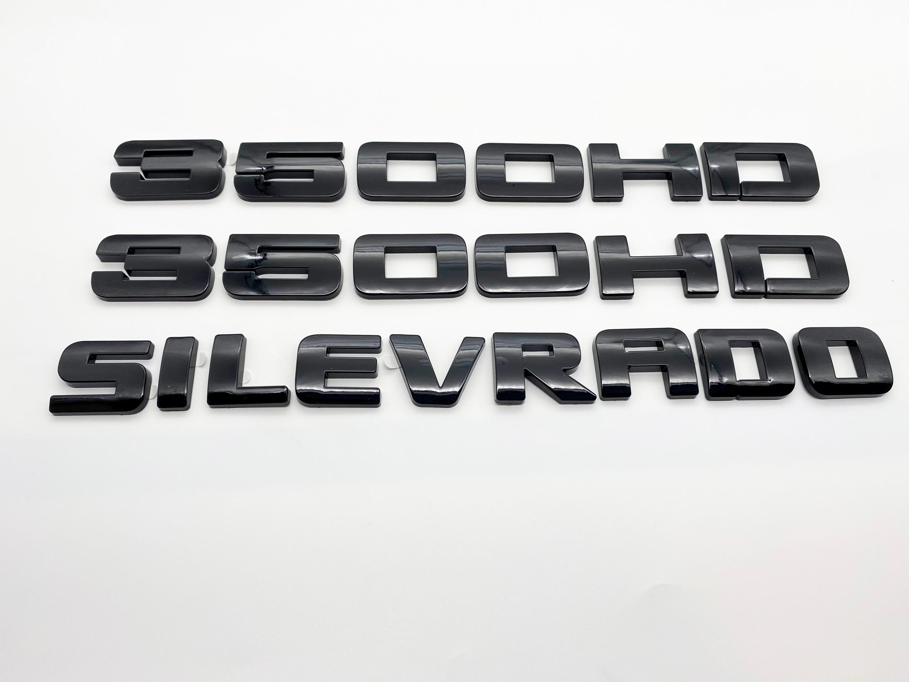 4Pcs Overlay Gloss Black Doors Rear Emblems Fit 2007-2018 Silverado Sierra 3500HD LT