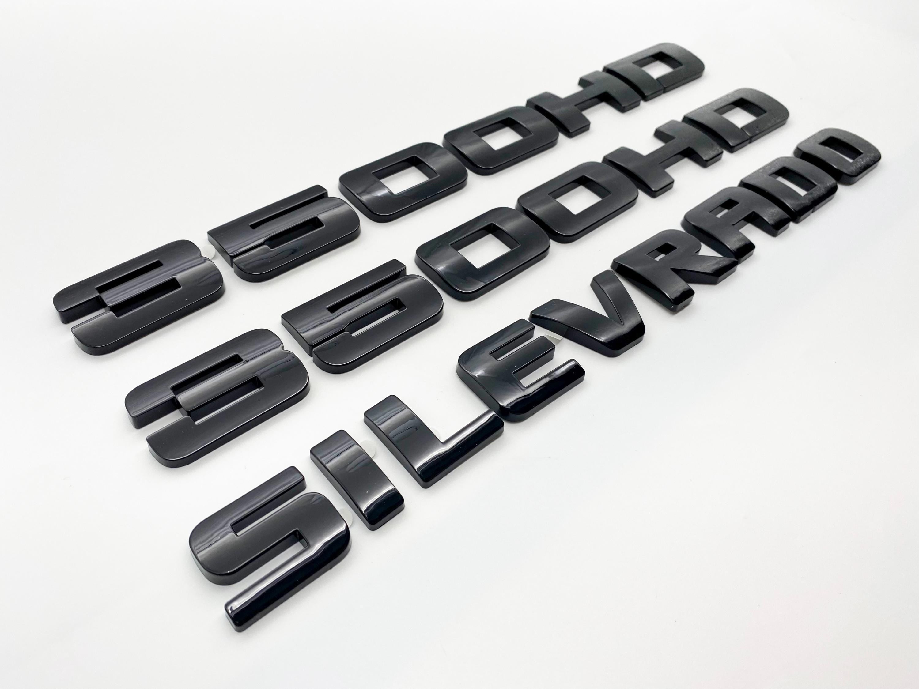 4Pcs Overlay Gloss Black Doors Rear Emblems Fit 2007-2018 Silverado Sierra 3500HD LTZ