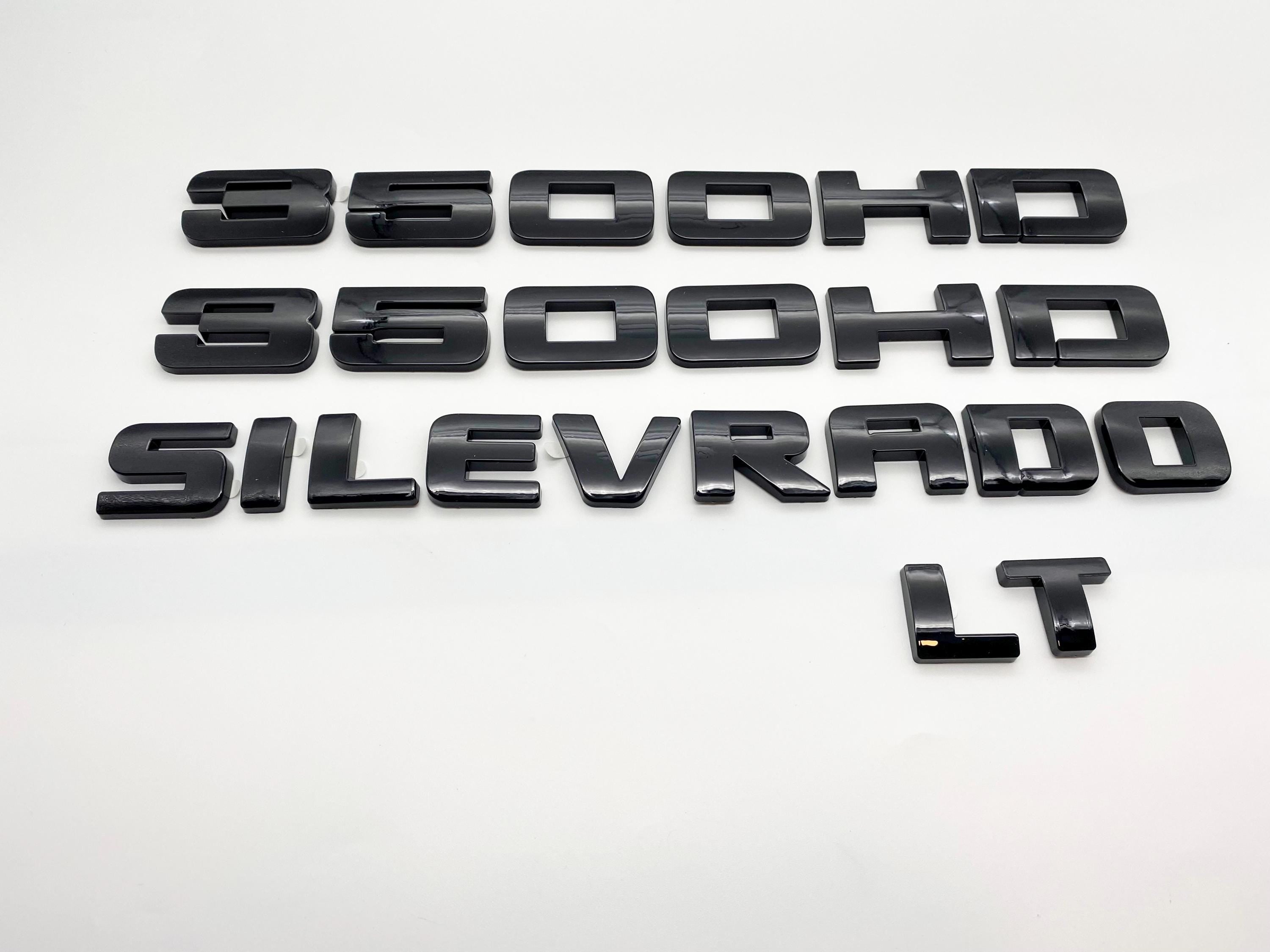 4Pcs Overlay Gloss Black Doors Rear Emblems Fit 2007-2018 Silverado Sierra 3500HD LTZ
