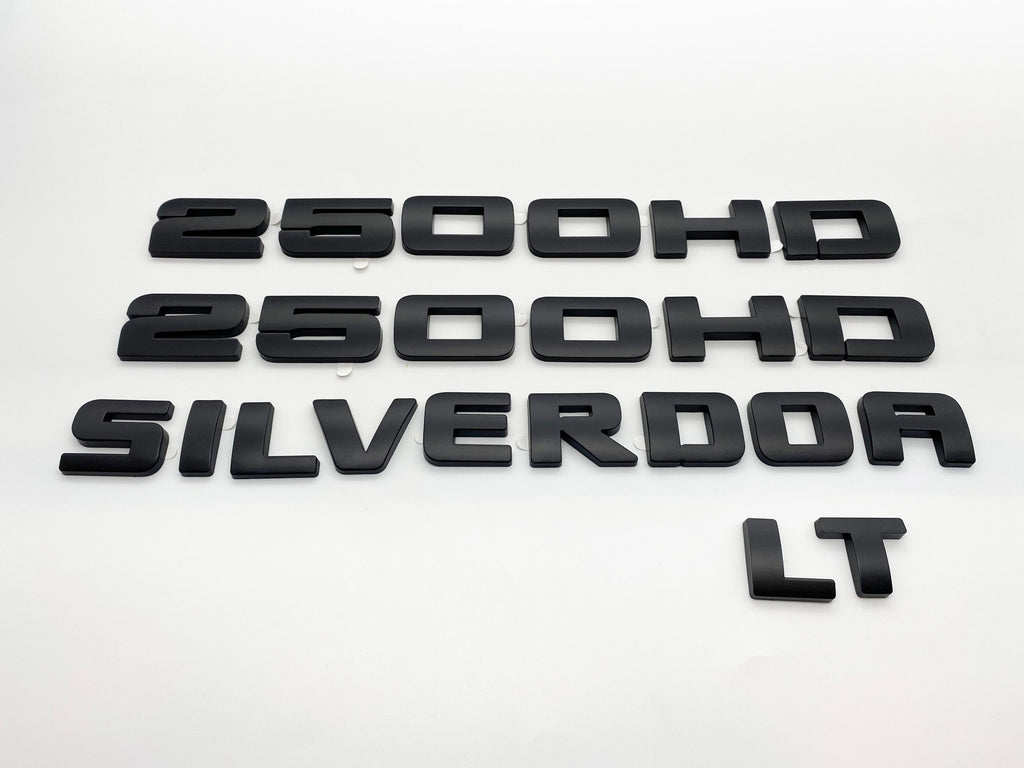 4Pcs Overlay Matte Black Doors Rear Emblems Fit 2007-2018 Silverado Sierra 3500HD LT