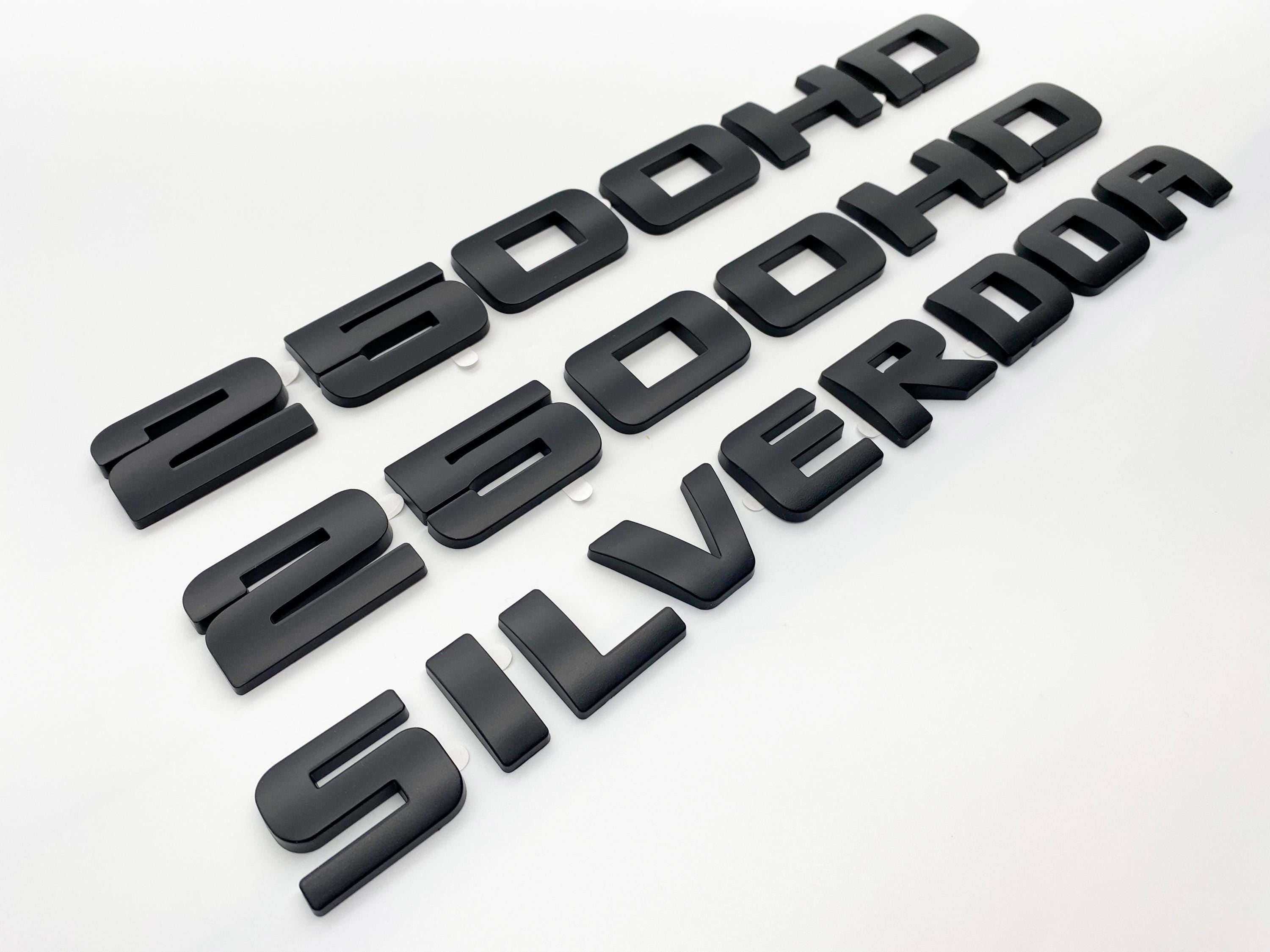 4Pcs Overlay Matte Black Doors Rear Emblems Fit 2007-2018 Silverado Sierra 3500HD LT