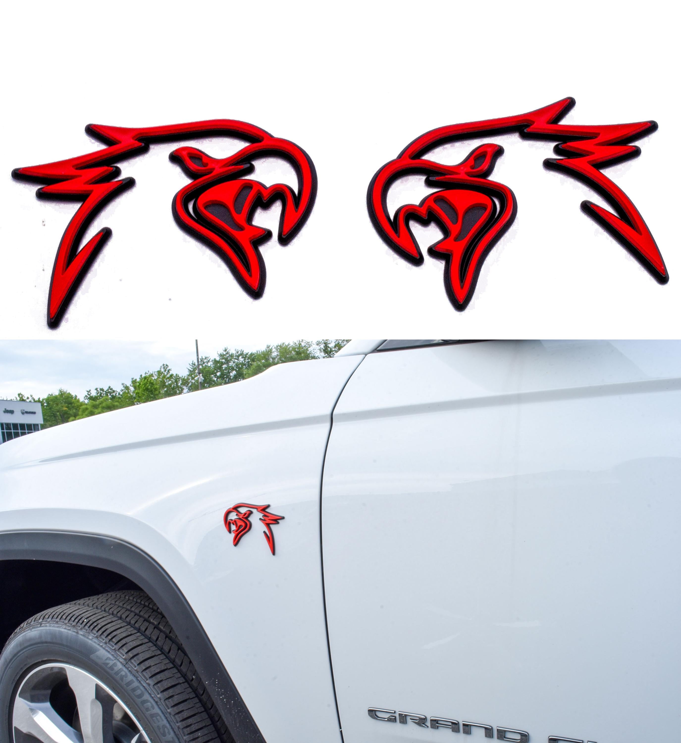 Double Layer Eagle Hawk Fender Badges Emblem 4x3in | 2-Pack Aggressive Fits Jeep Dodge Chrysler