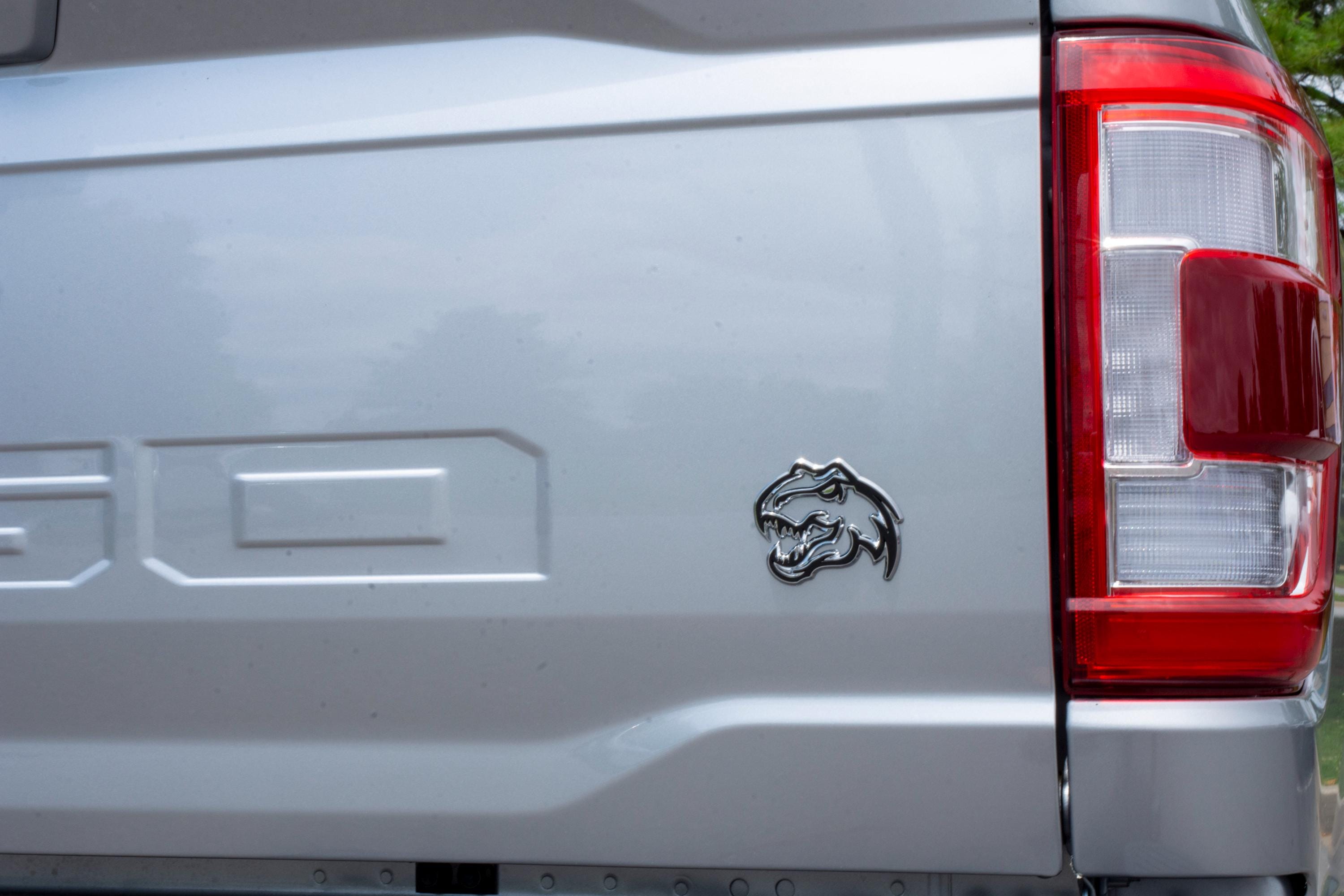 Black on Chrome Double Layer Dinosaur Fender Badges | Aggressive Raptor Design for F150, RAM 1500, and More | 2 Premium Badges