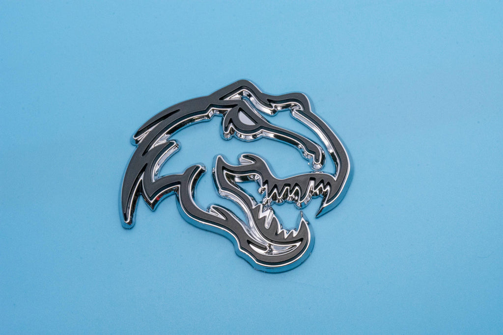 Black on Chrome Double Layer Dinosaur Fender Badges | Aggressive Raptor Design for F150, RAM 1500, and More | 2 Premium Badges