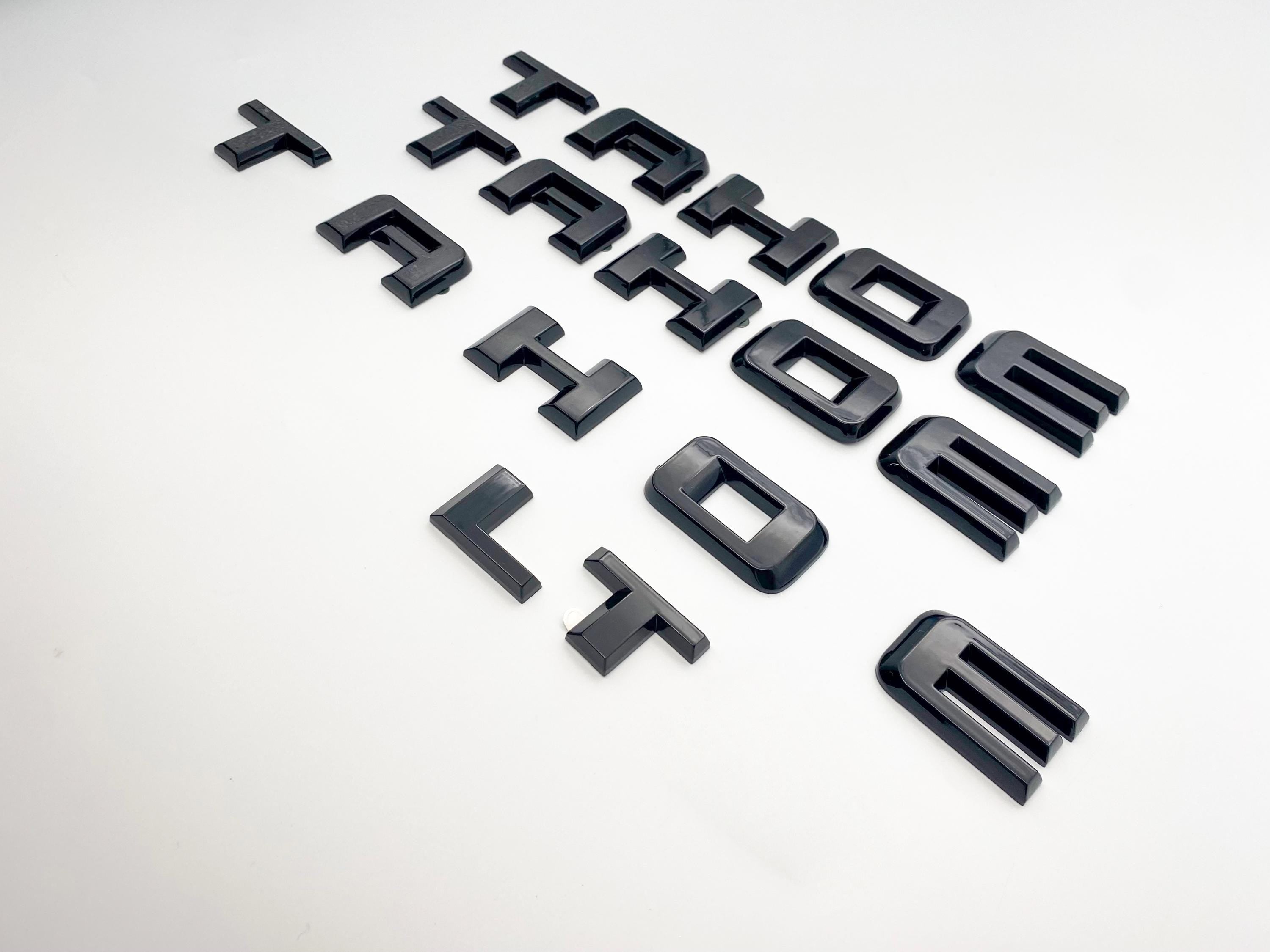 4PC Gloss black Door Rear TAHOE LT OVERLAY Emblems Letters 2021+ Chevrolet Tahoe