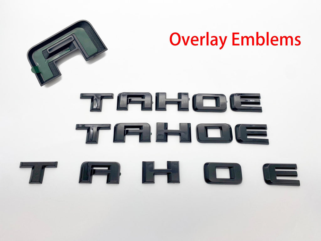 3PC Gloss black Door Rear TAHOE LT OVERLAY Emblems Letters 2021+ Chevrolet Tahoe