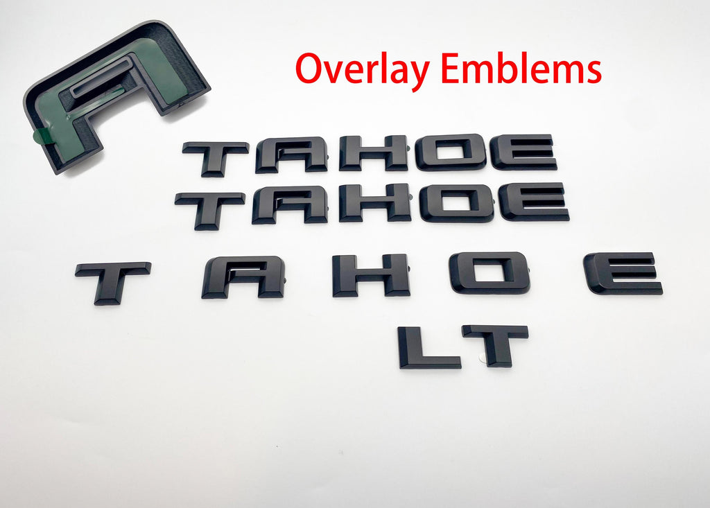 4PC Matte black Door Rear TAHOE LT OVERLAY Emblems Letters 2021+ Chevrolet Tahoe