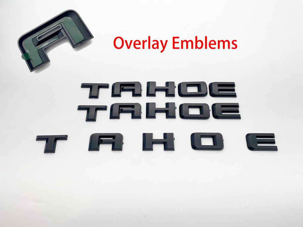 3PC Matte black Door Rear TAHOE LT OVERLAY Emblems Letters 2021+ Chevrolet Tahoe