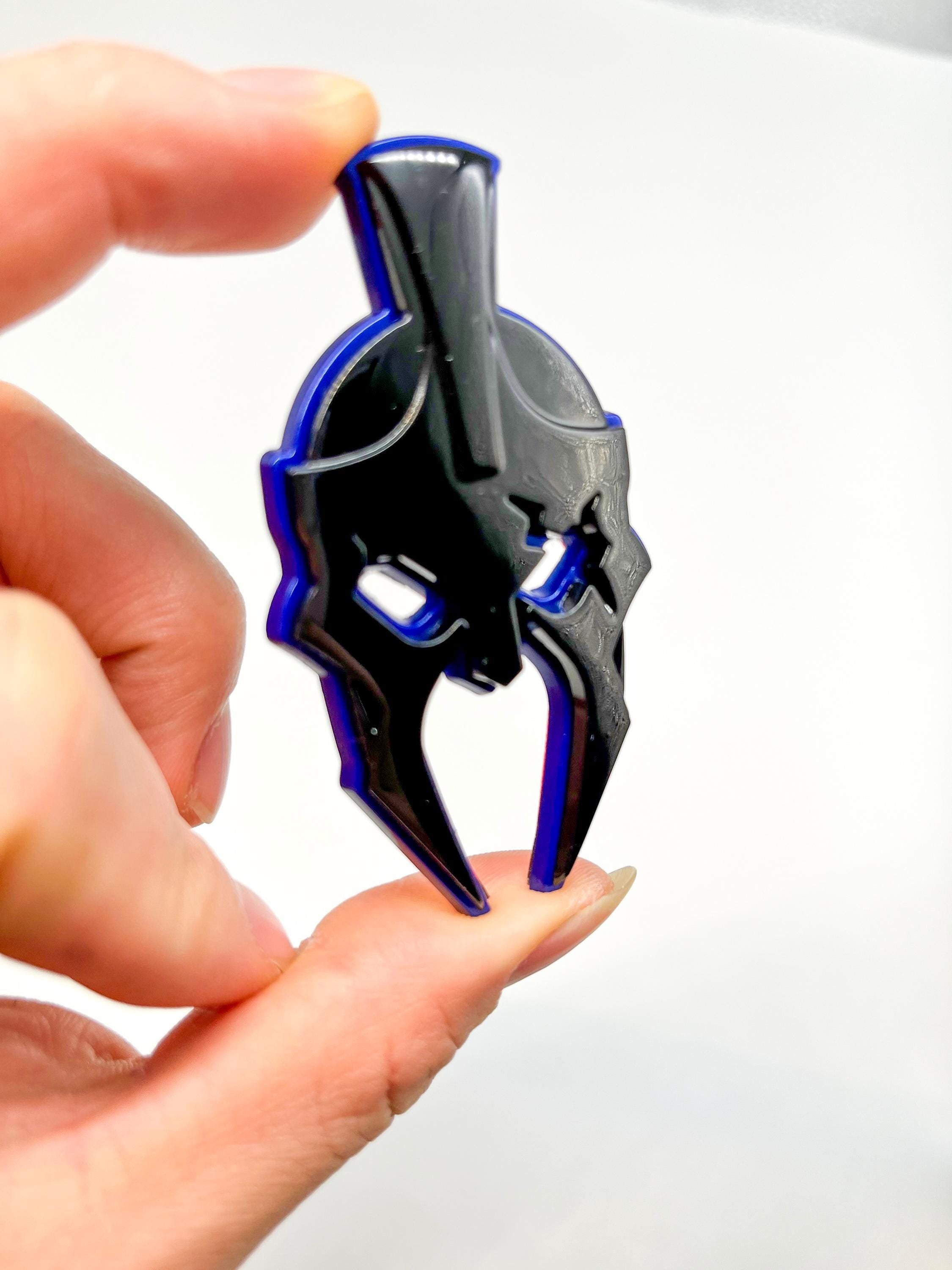 Black on Blue Gladiator Spartan Helm Offroad SUV Auto Emblem Text , Jeep Wrangler Mod 3D Sticker