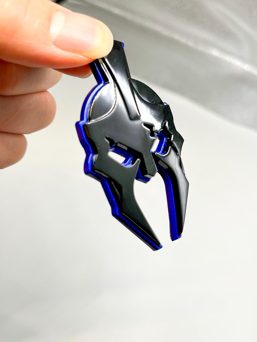 Black on Blue Gladiator Spartan Helm Offroad SUV Auto Emblem Text , Jeep Wrangler Mod 3D Sticker