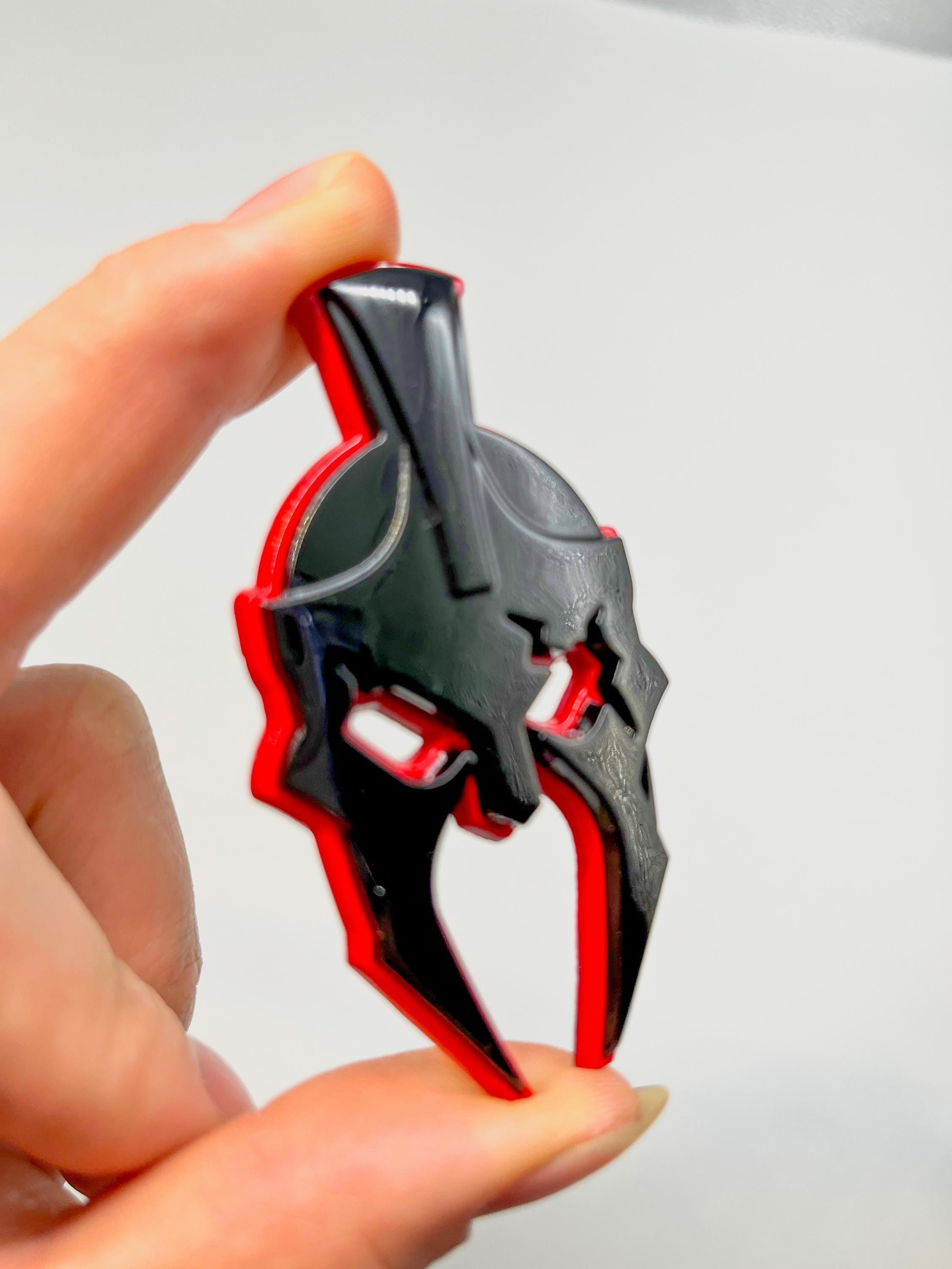 Black on Red Gladiator Spartan Helm Offroad SUV Auto Emblem Text , Jeep Wrangler Mod 3D Sticker