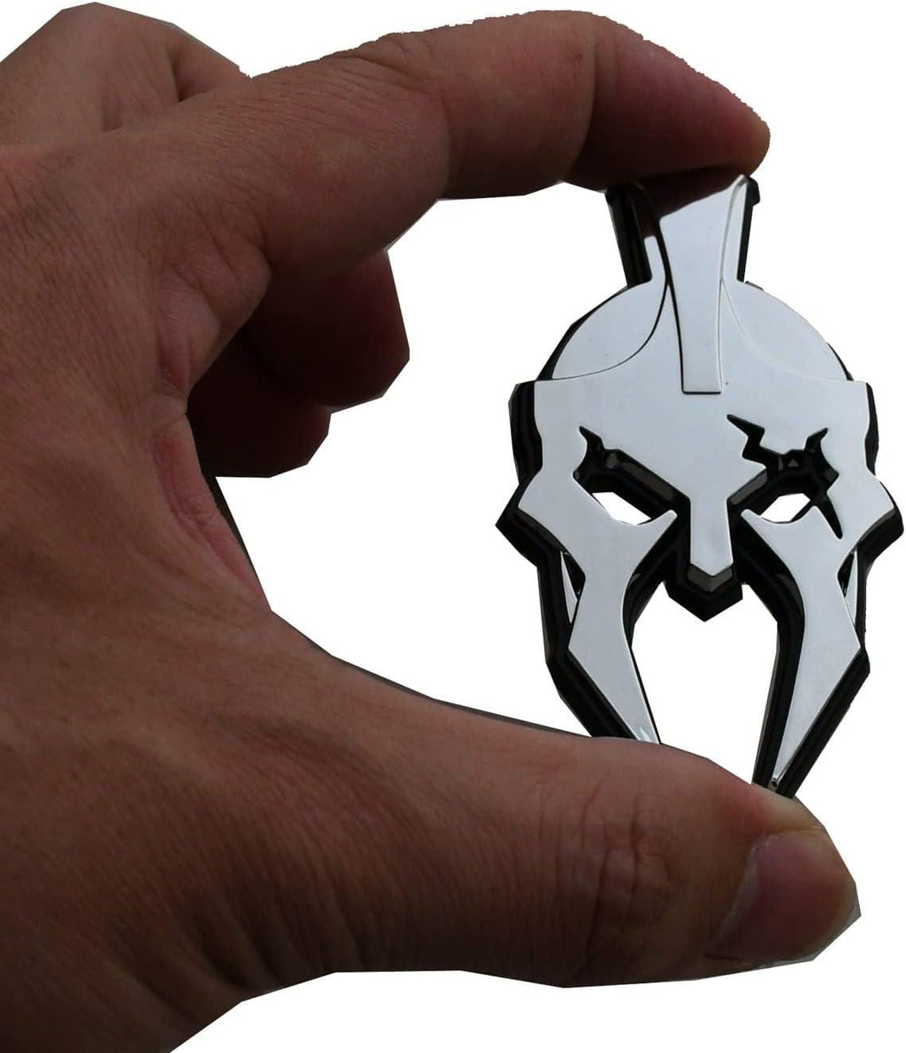 Chrome on Black Gladiator Spartan Helm Offroad SUV Auto Emblem Text , Jeep Wrangler Mod 3D Sticker