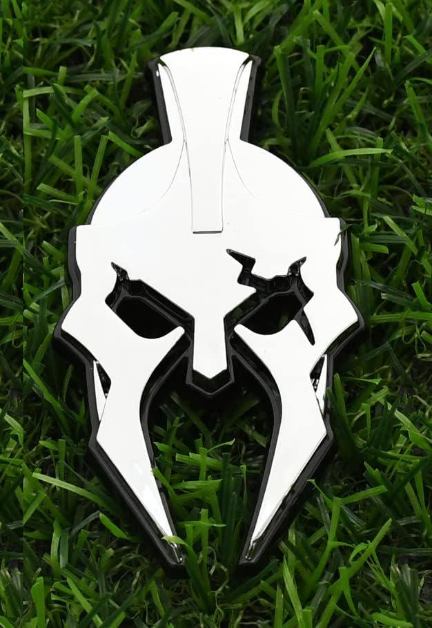 Chrome on Black Gladiator Spartan Helm Offroad SUV Auto Emblem Text , Jeep Wrangler Mod 3D Sticker