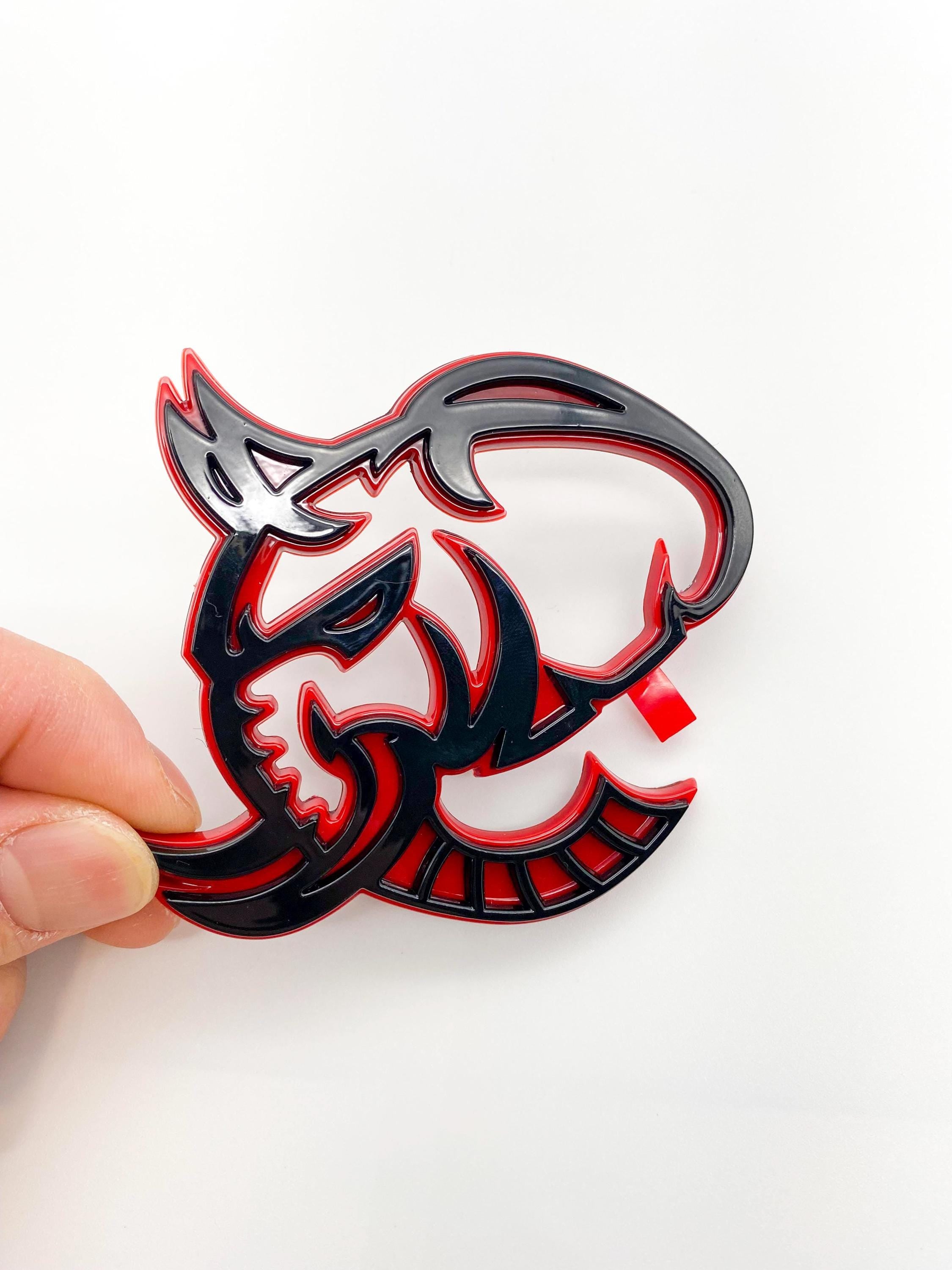 Black on Red Elephant Head Fender Left/Right Side Badge 3D Emblems Decal Stickers for Hellephant Challenger Charger TRX Silverado