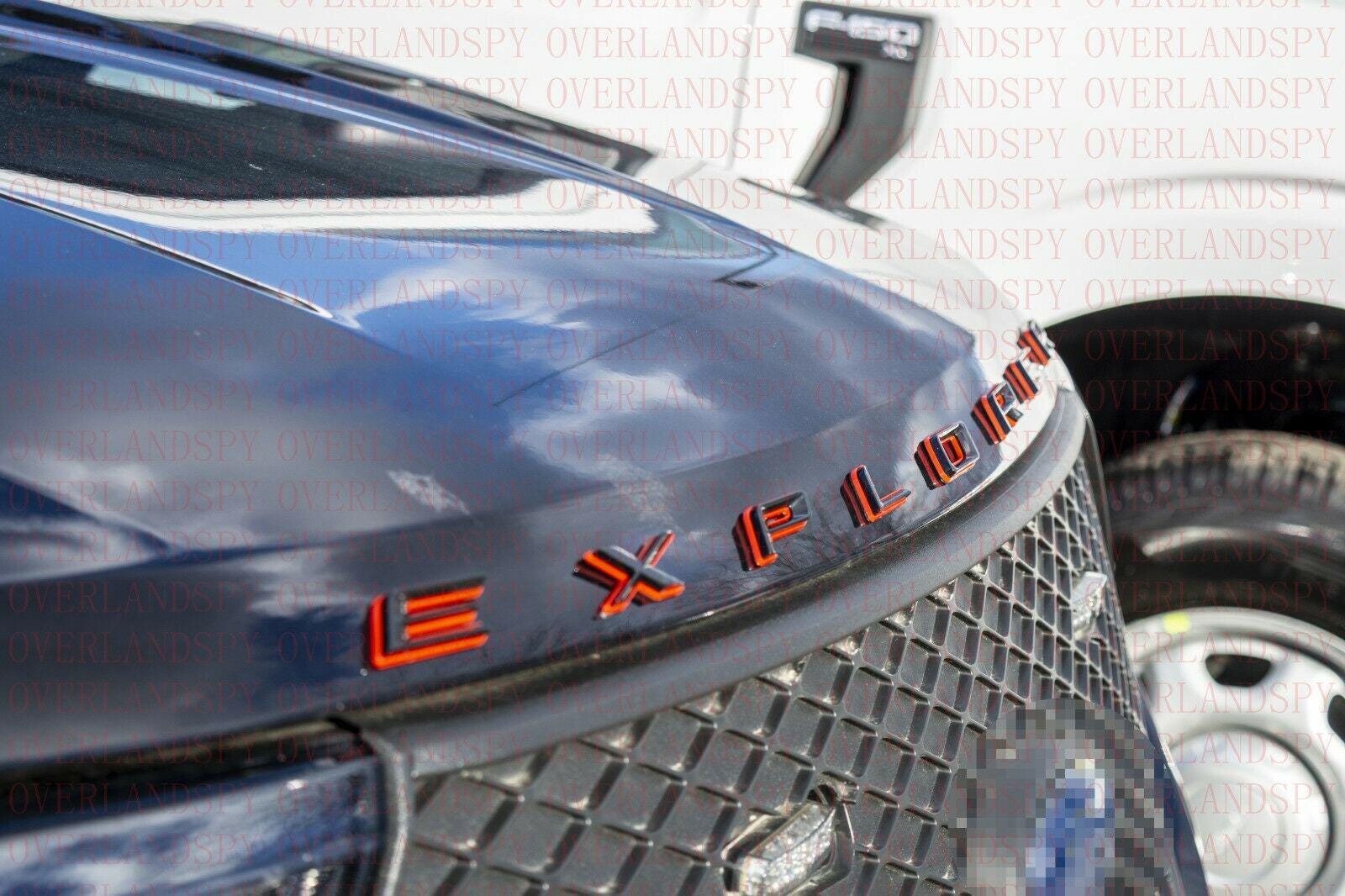 Black on Red 3D Front Hood Explorer Letters Decal Fit for 2011-2024 Explorer Model Emblem Badge