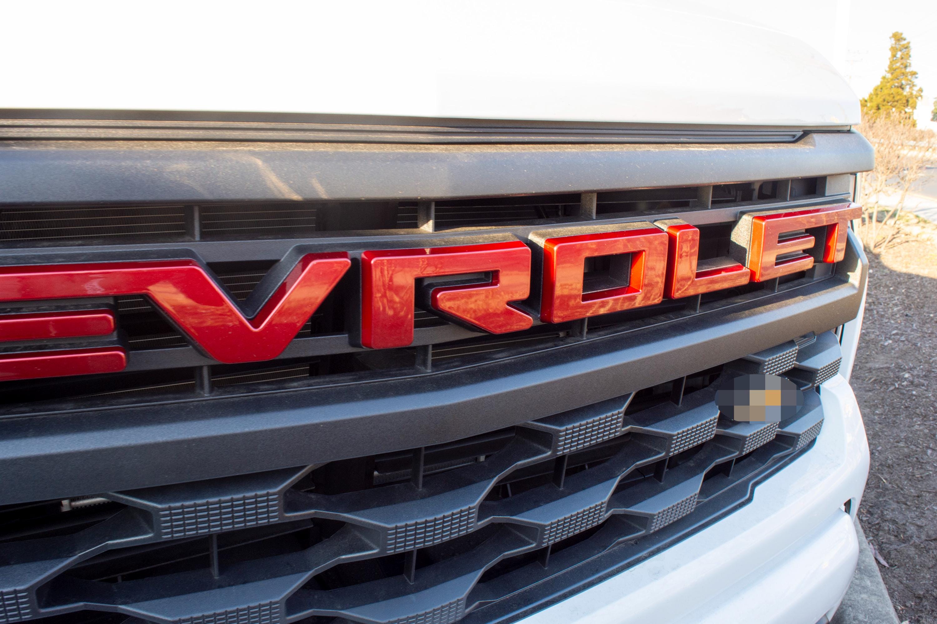 Cherry Red Tintcoat Overlay Letters Emblem for Front Grille Fits 2022-2025 Chevy Silverado Work Truck GF5 or Custom GF2